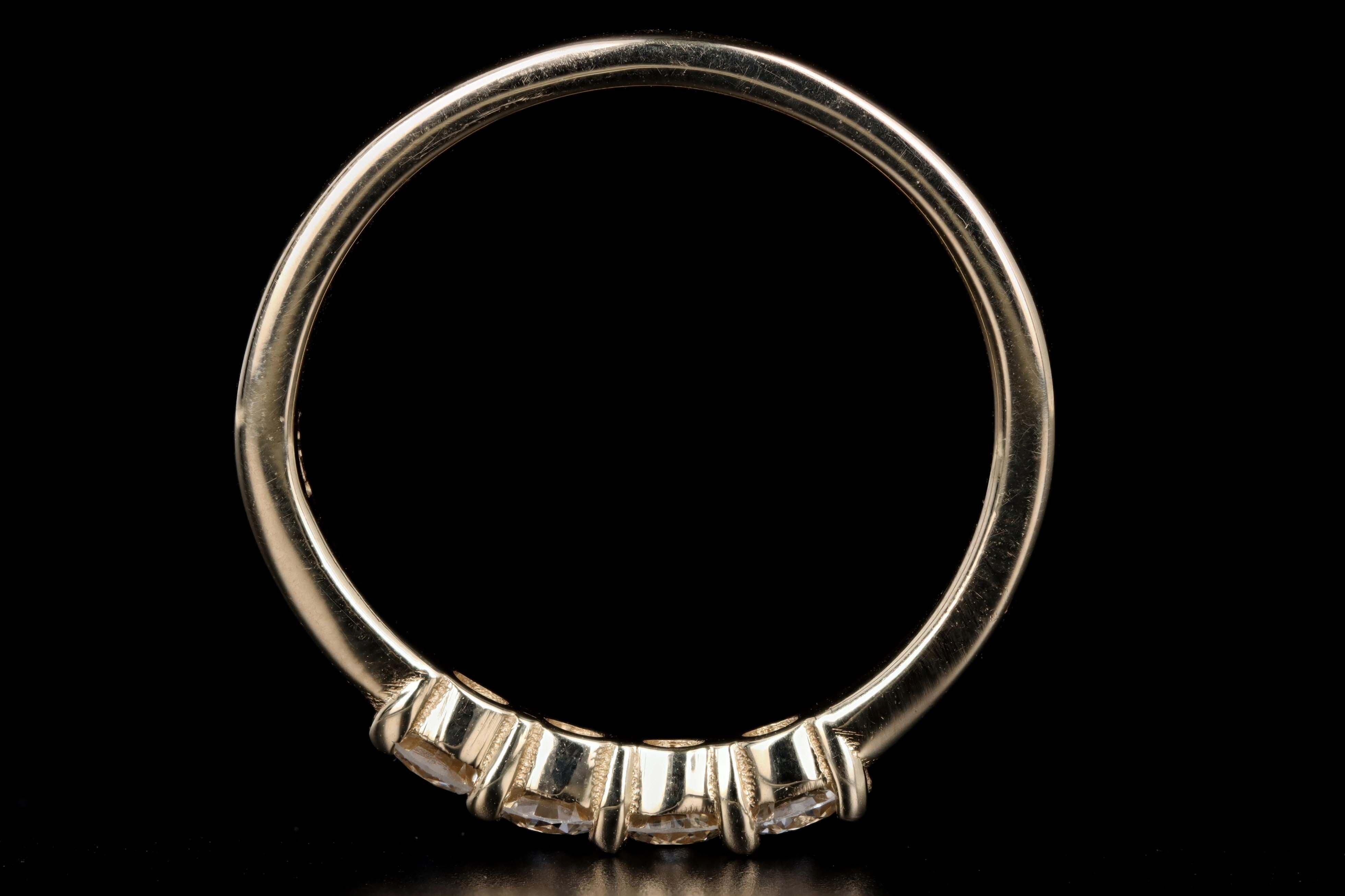 New Platinum or 14K Yellow Gold .45 Carat Total Weight Diamond Four Stone Band - Queen May