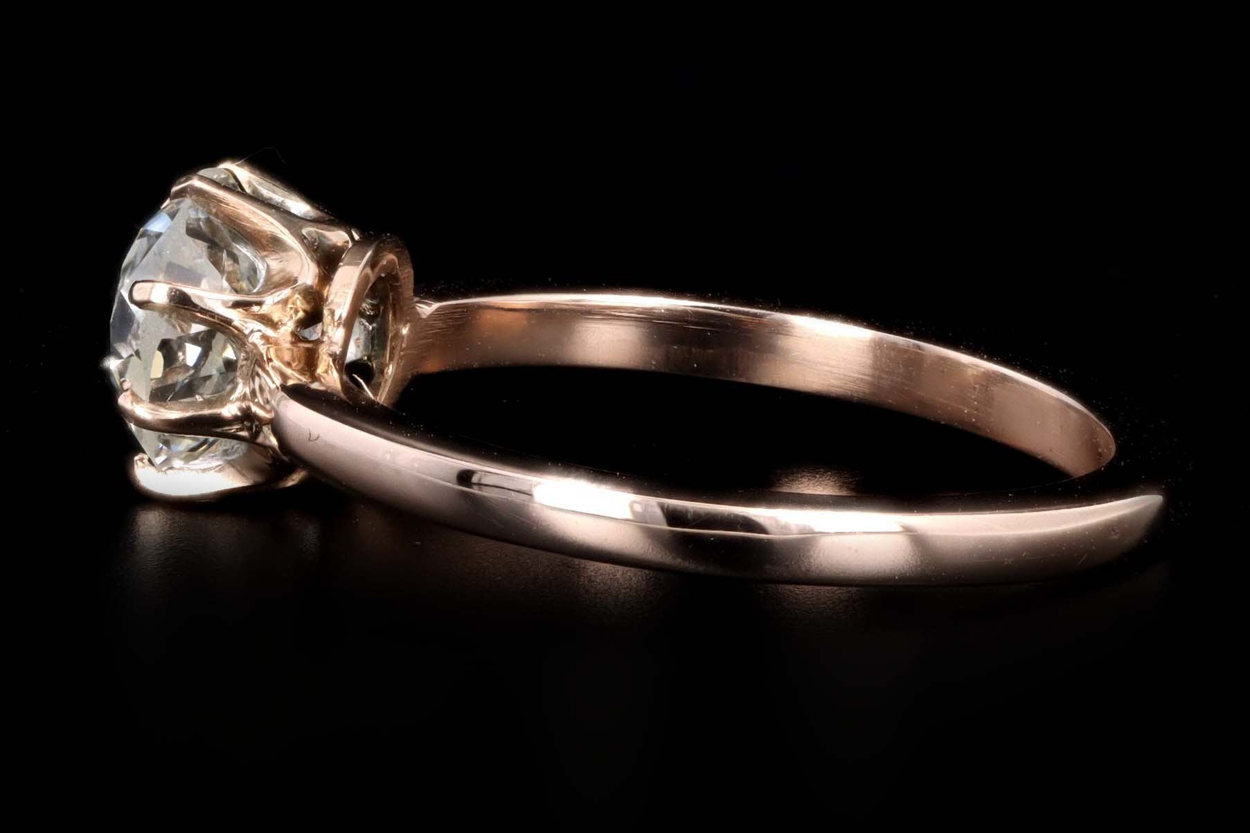 Victorian 14K Rose Gold 1.43 Carat Old European Cut Diamond Engagement Ring GIA Certified - Queen May