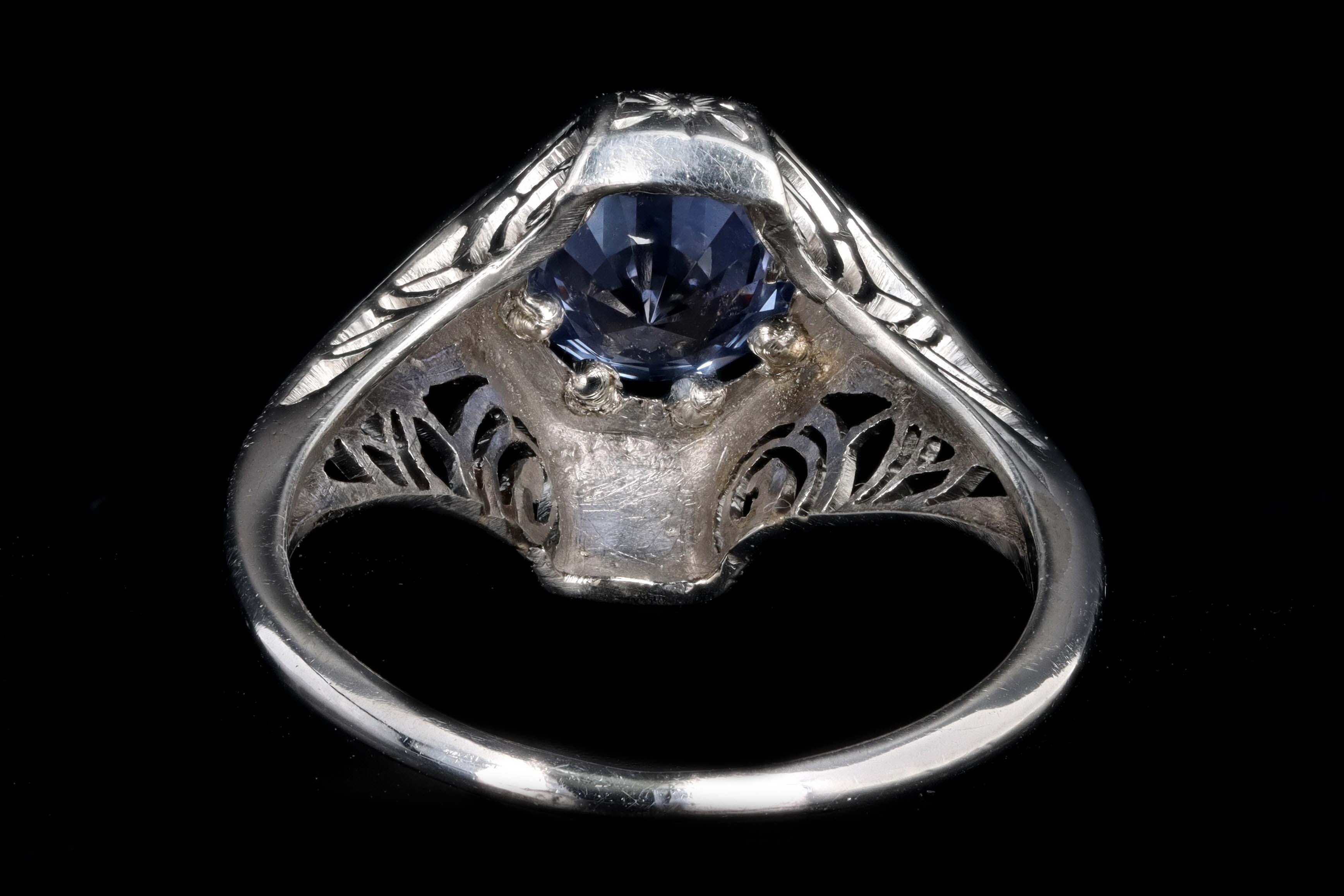 Art Deco Platinum 1.26 Carat Natural Sapphire Ring - Queen May