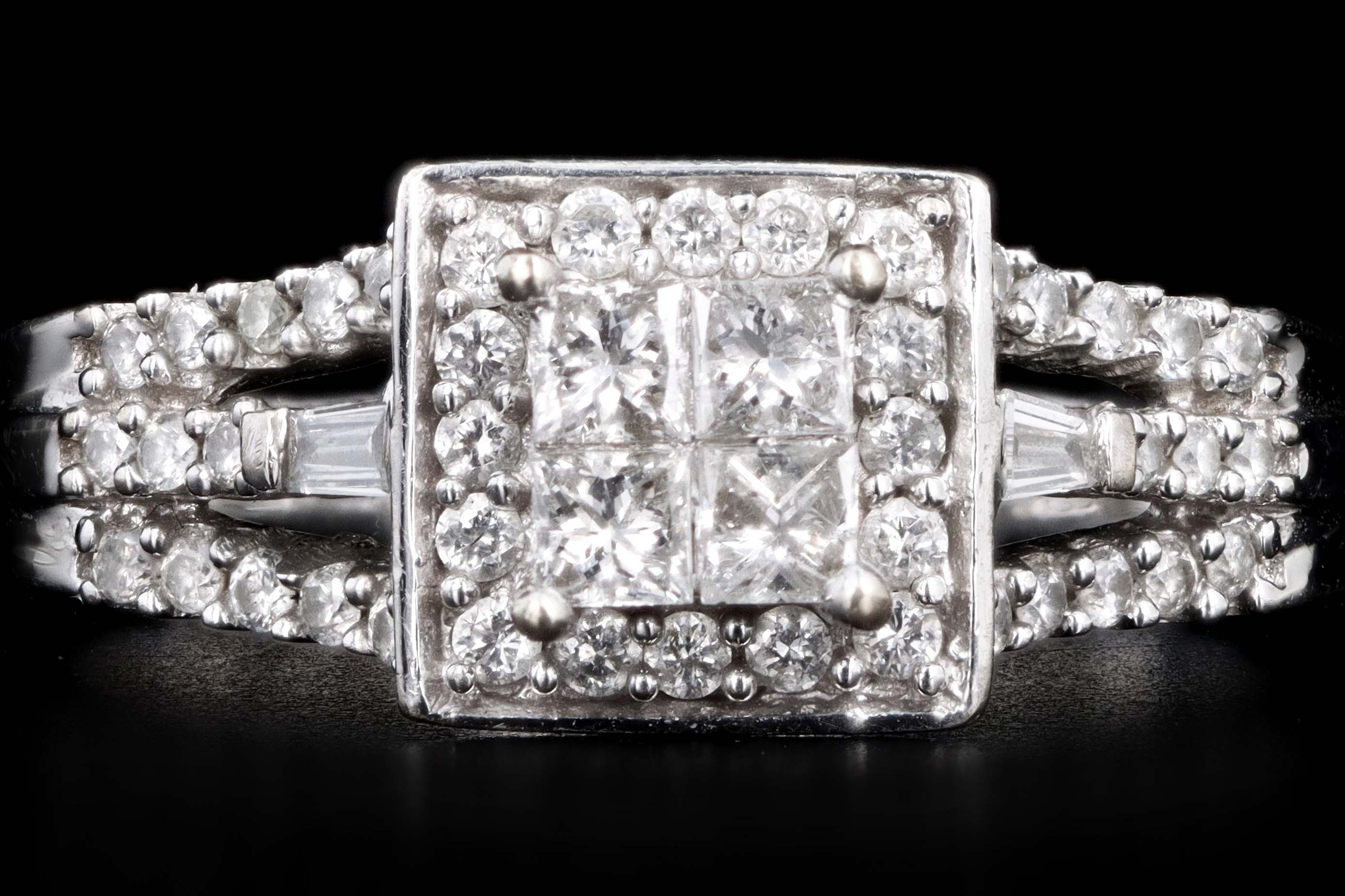 Modern 10K White Gold .50 Carat Princess Cut Diamond Ring - Queen May