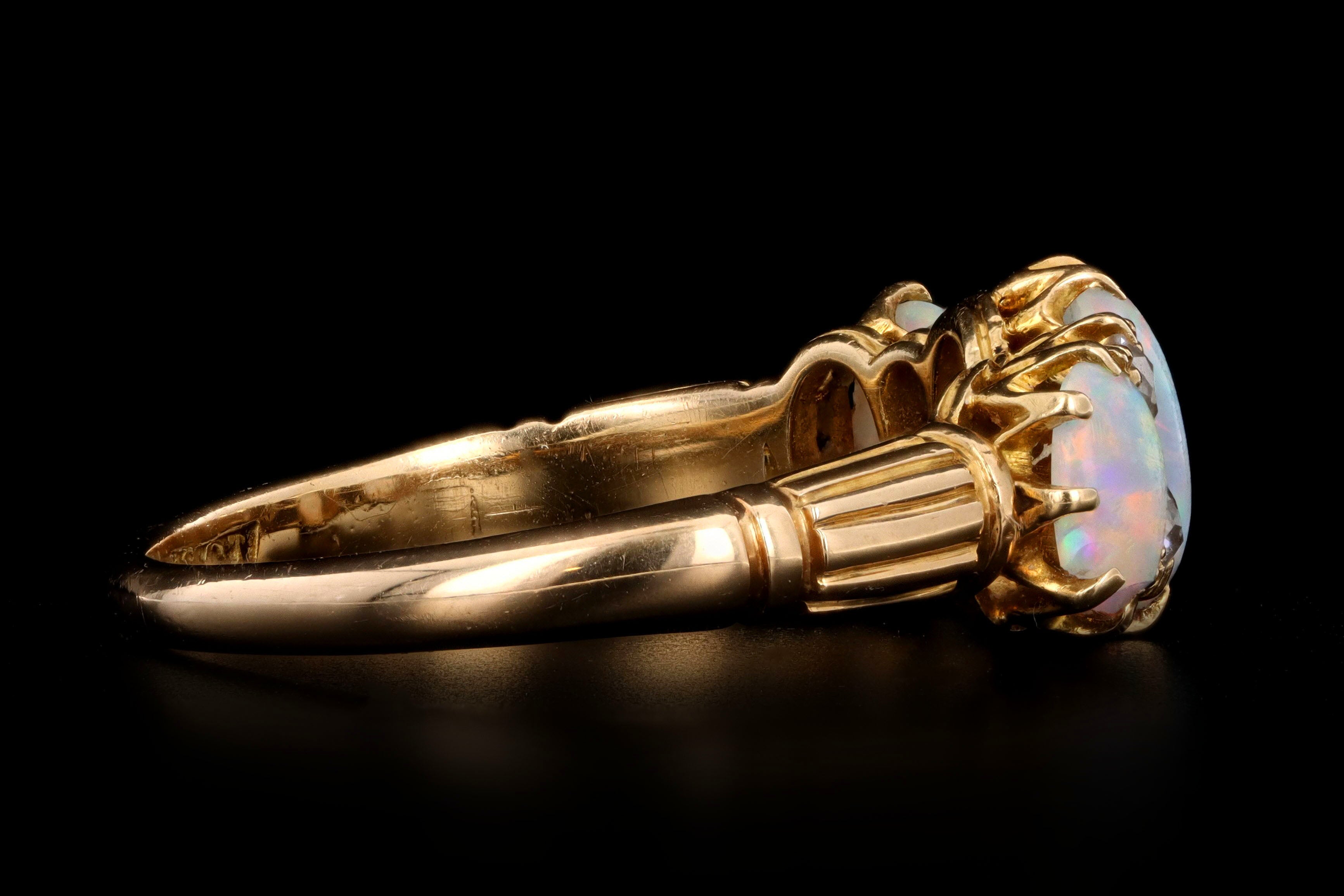 Victorian 18k yellow gold opal and diamond ring - Queen May