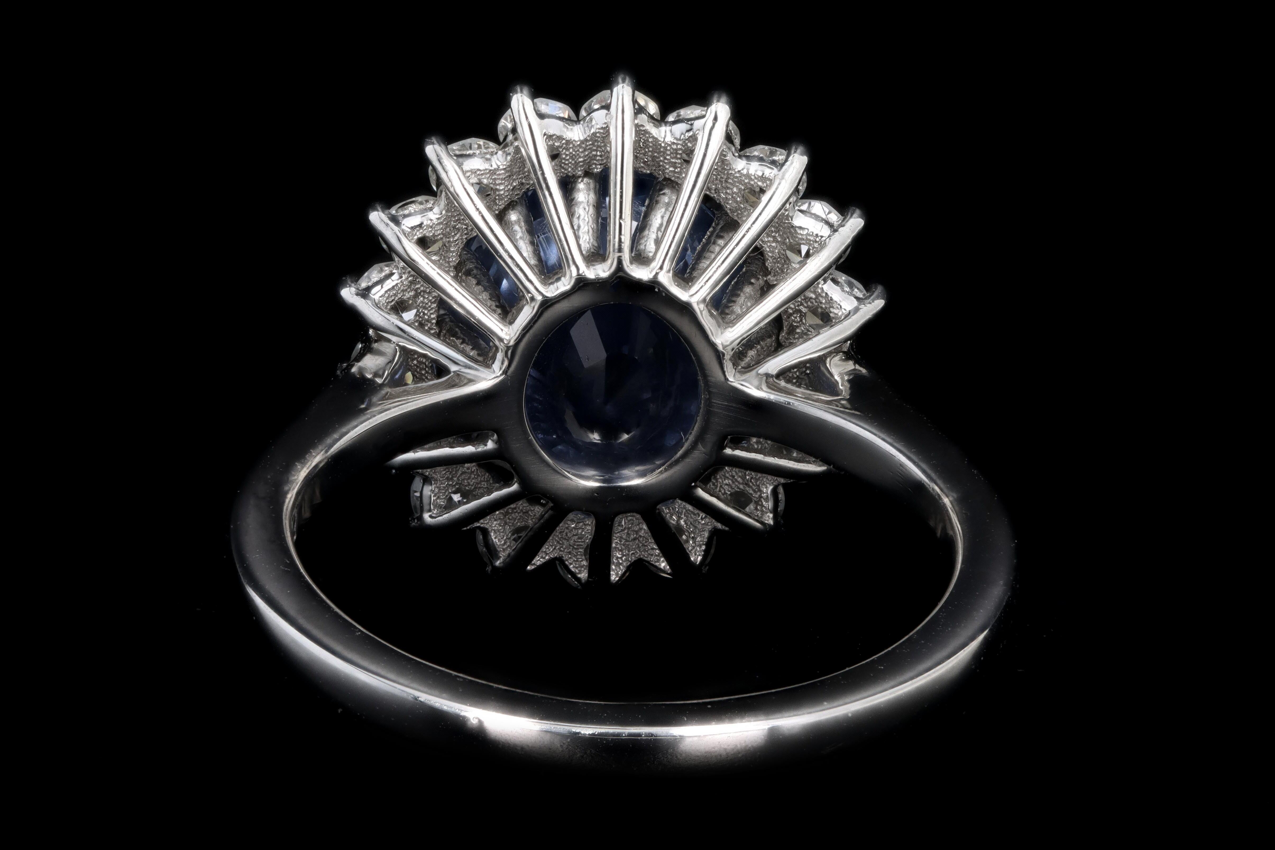 Platinum 4.07 Carat No Heat Natural Ceylon Sapphire & Diamond Halo Ring GIA Certified - Queen May