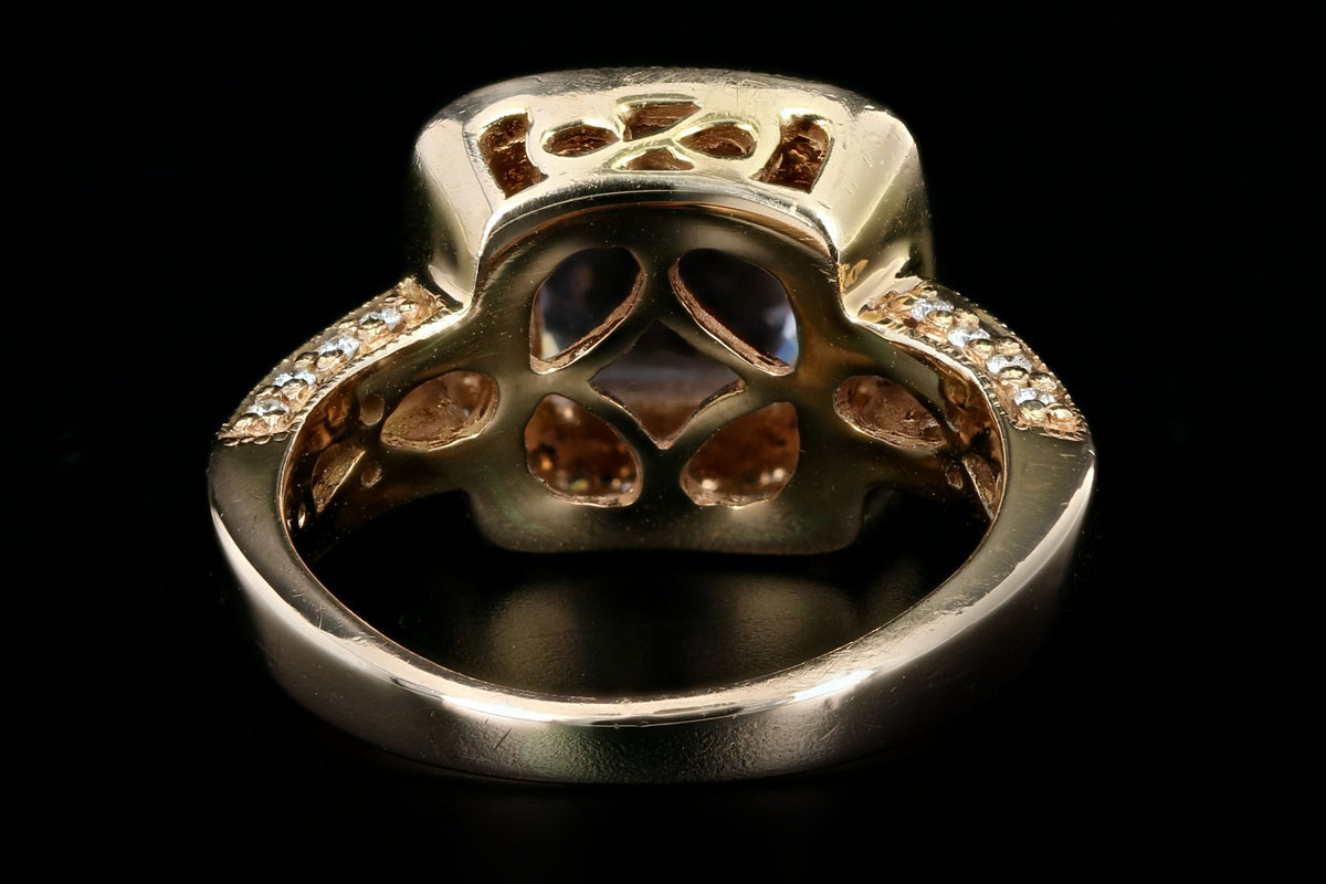 Modern Le Vian 14K Rose Gold 2.2 Carat Cushion Cut Amethyst & Diamond Halo Ring - Queen May