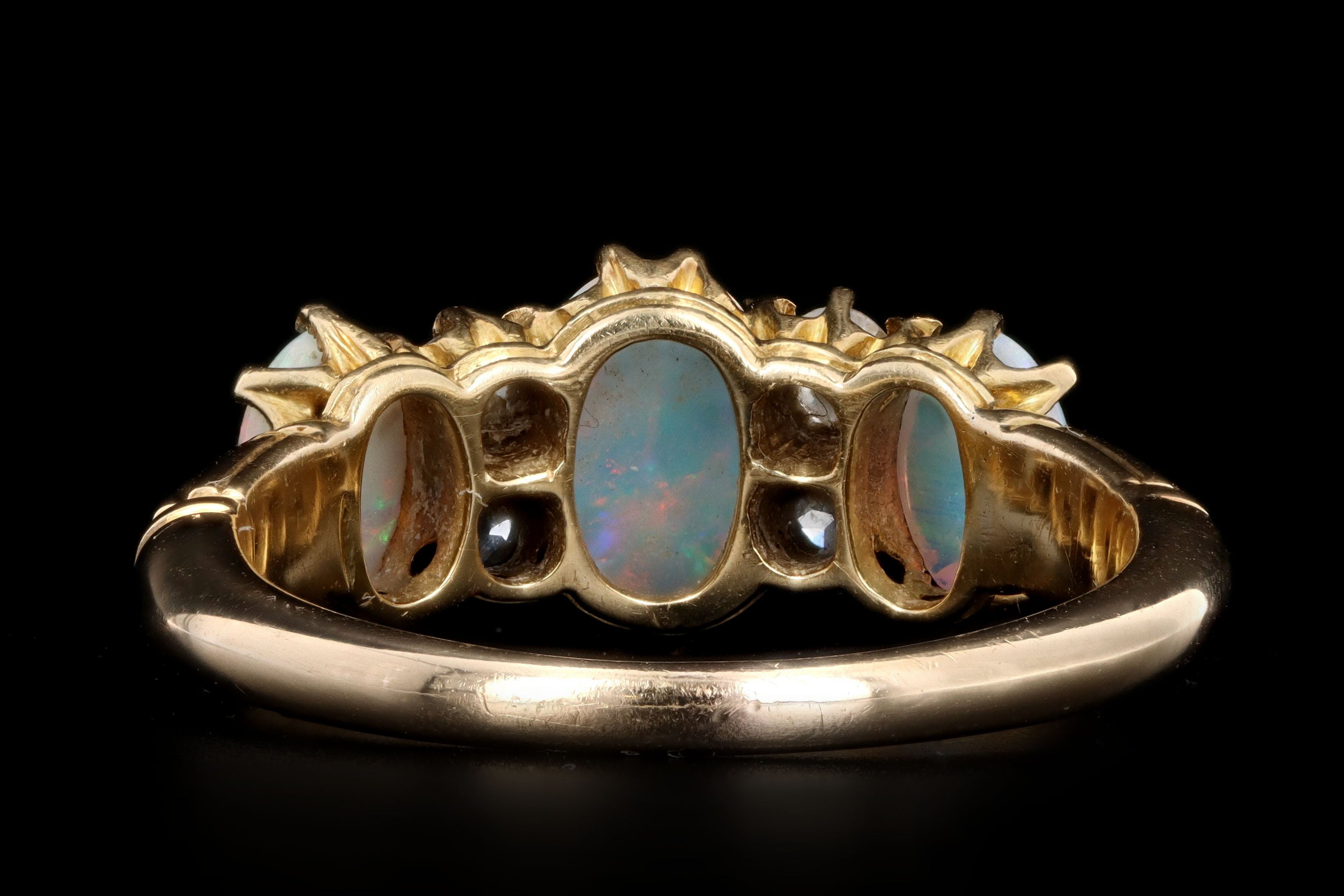 Victorian 18k yellow gold opal and diamond ring - Queen May