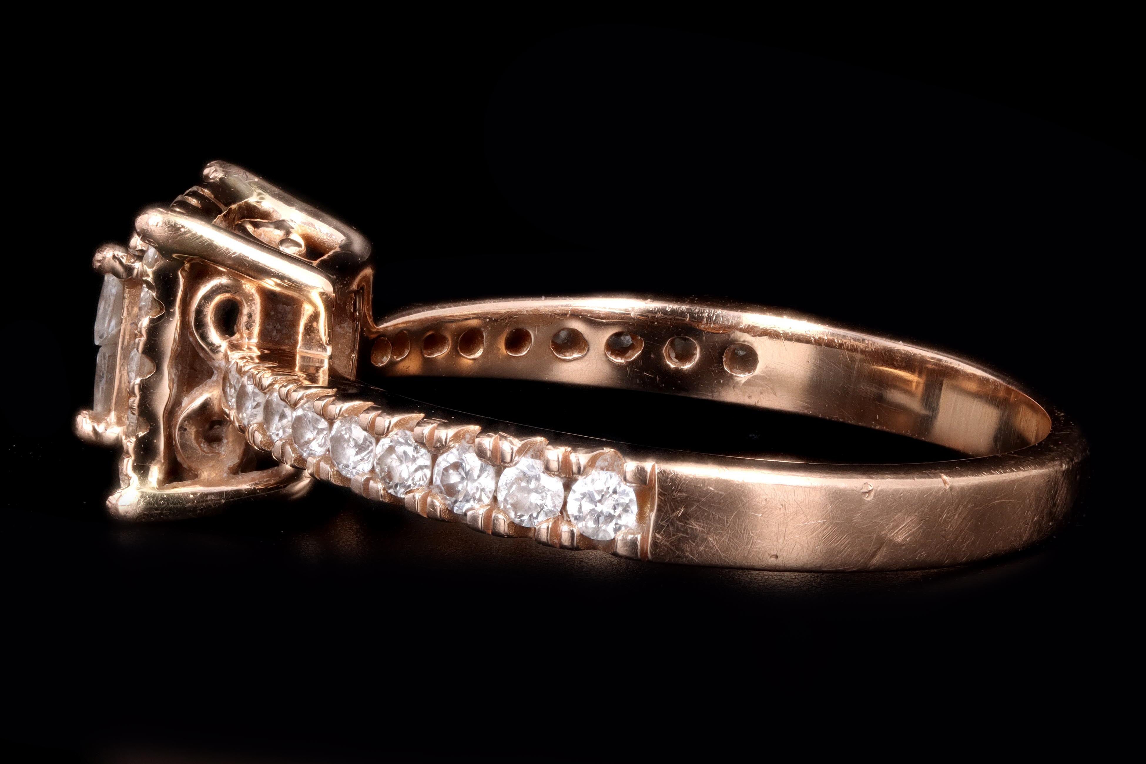 Modern 14K Rose Gold Princess Cut Diamond Cluster Engagement Ring - Queen May