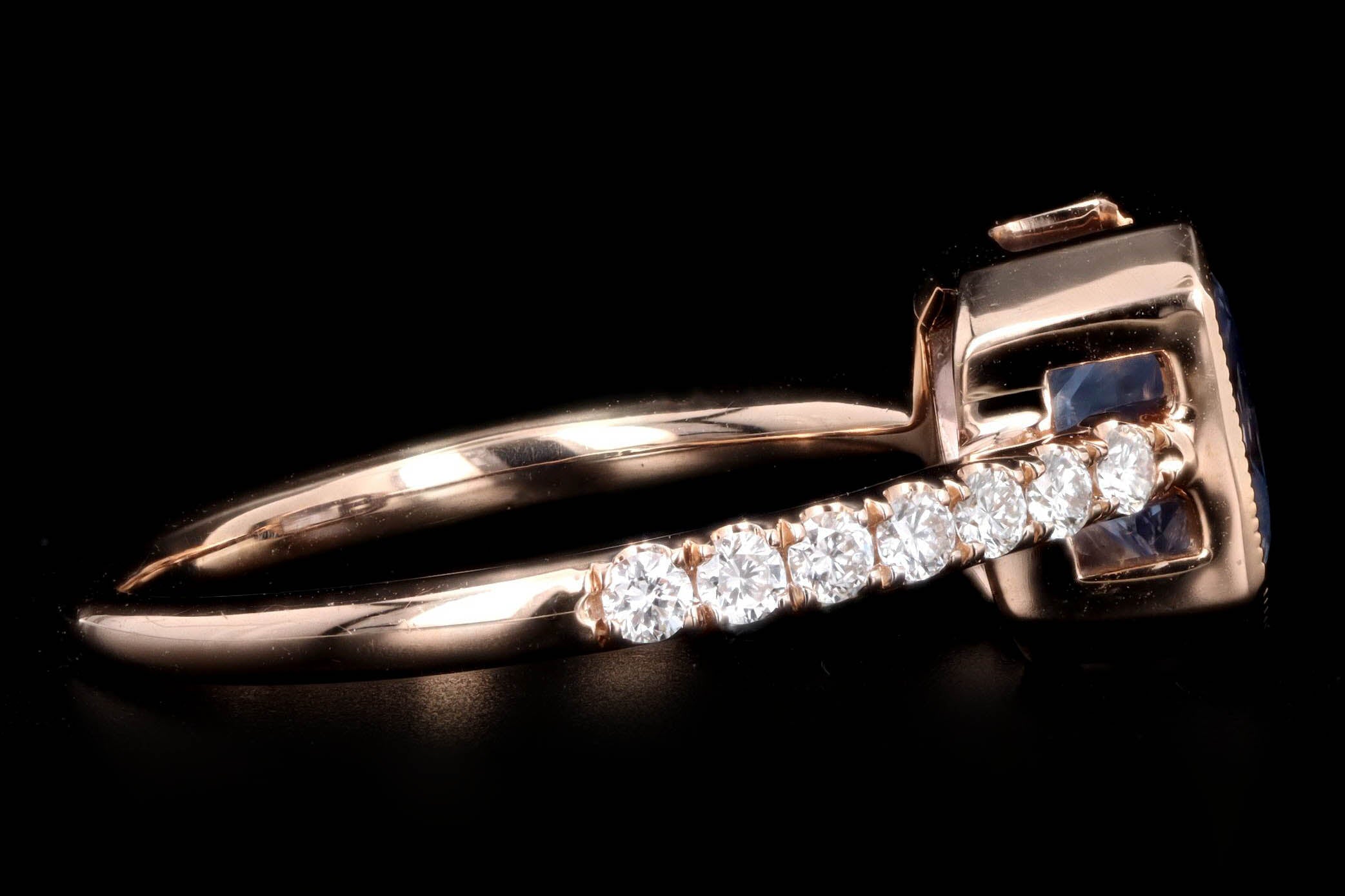 New 18K Rose Gold 2.13 Carat Natural No Heat Ceylon Sapphire & Diamond Ring GIA Certified - Queen May