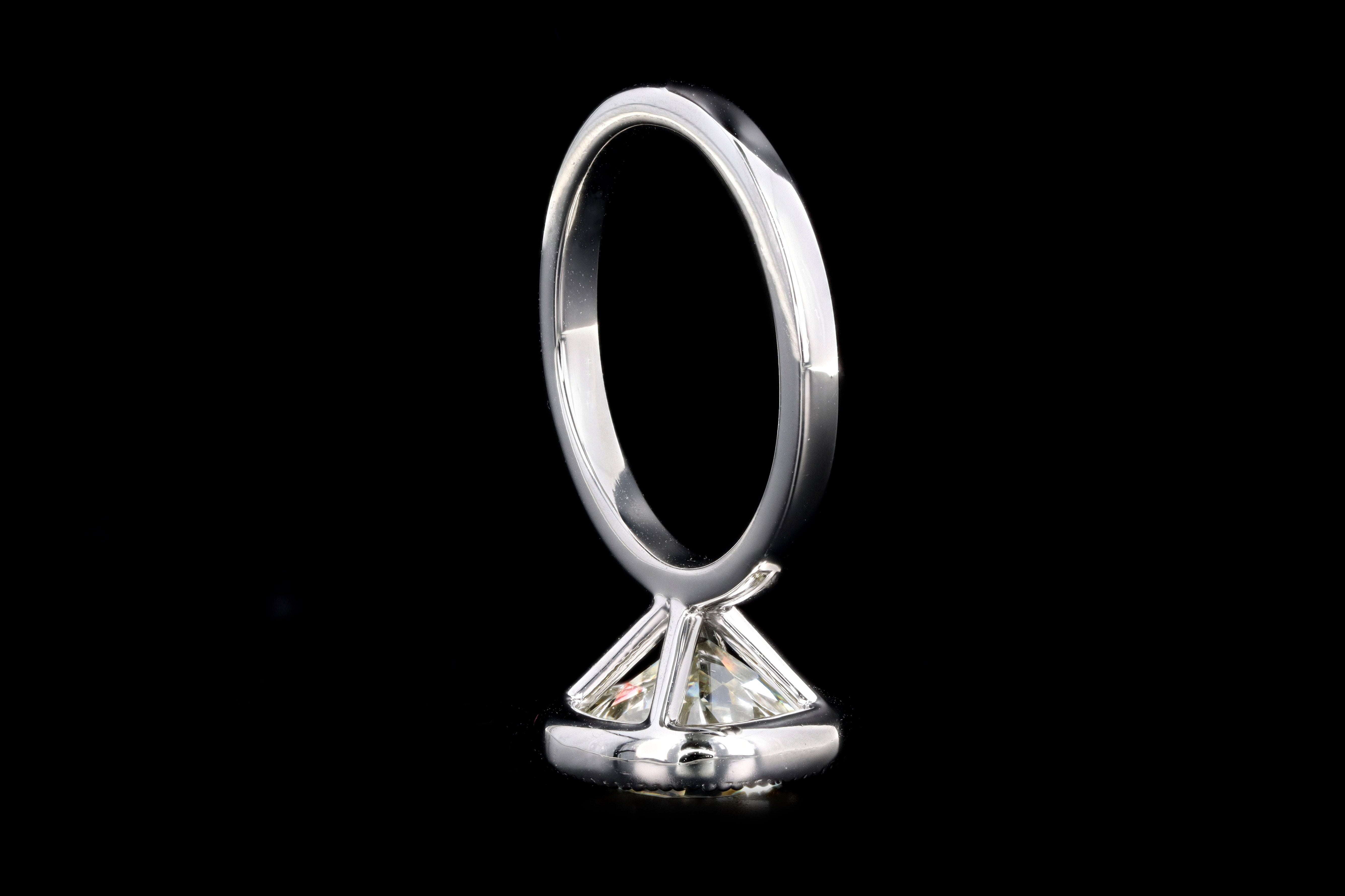 New Platinum 4.52 Carat Old European Diamond Bezel Engagement Ring - Queen May