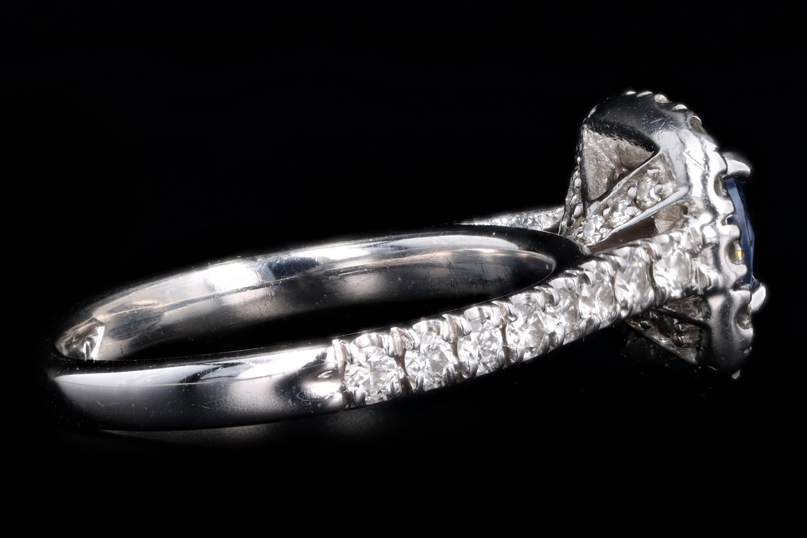 Modern 14K White Gold .89 Carat Natural Sapphire and Diamond Ring - Queen May