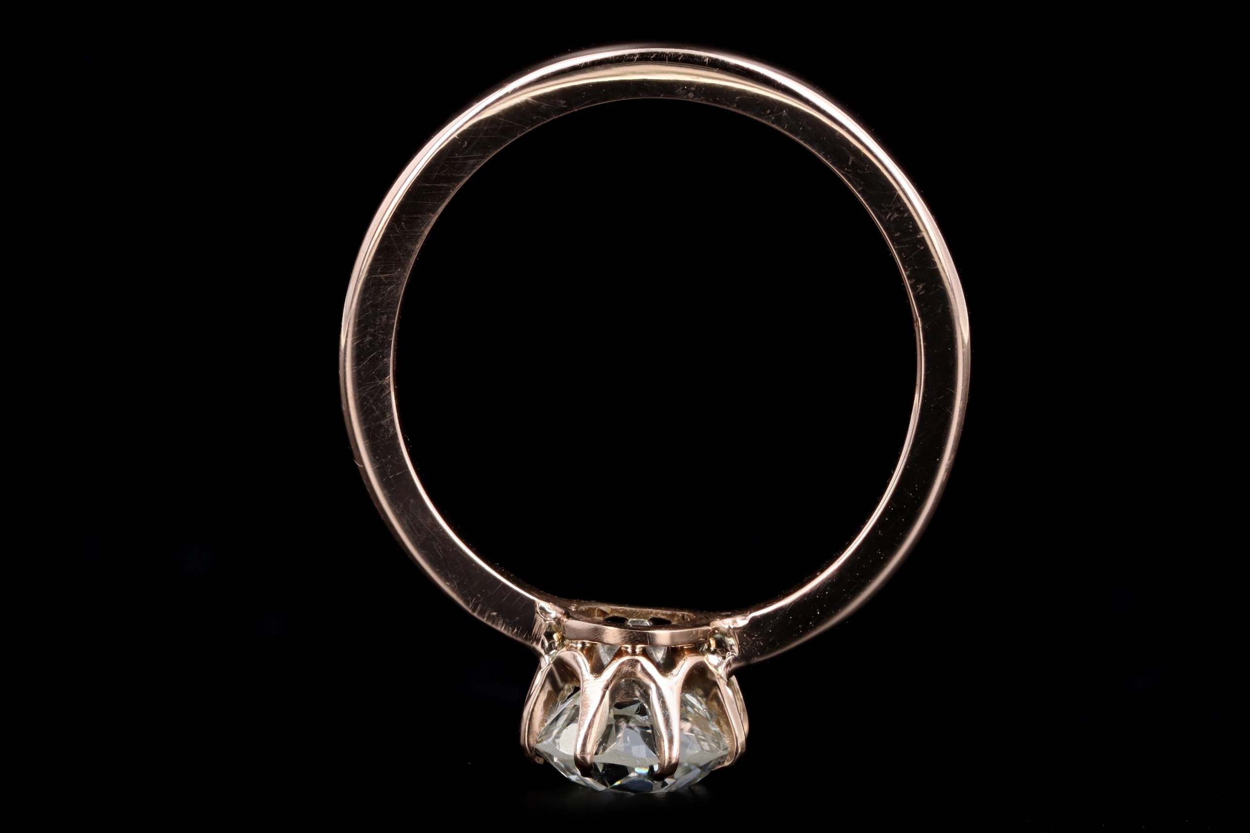 Victorian 14K Rose Gold 1.43 Carat Old European Cut Diamond Engagement Ring GIA Certified - Queen May