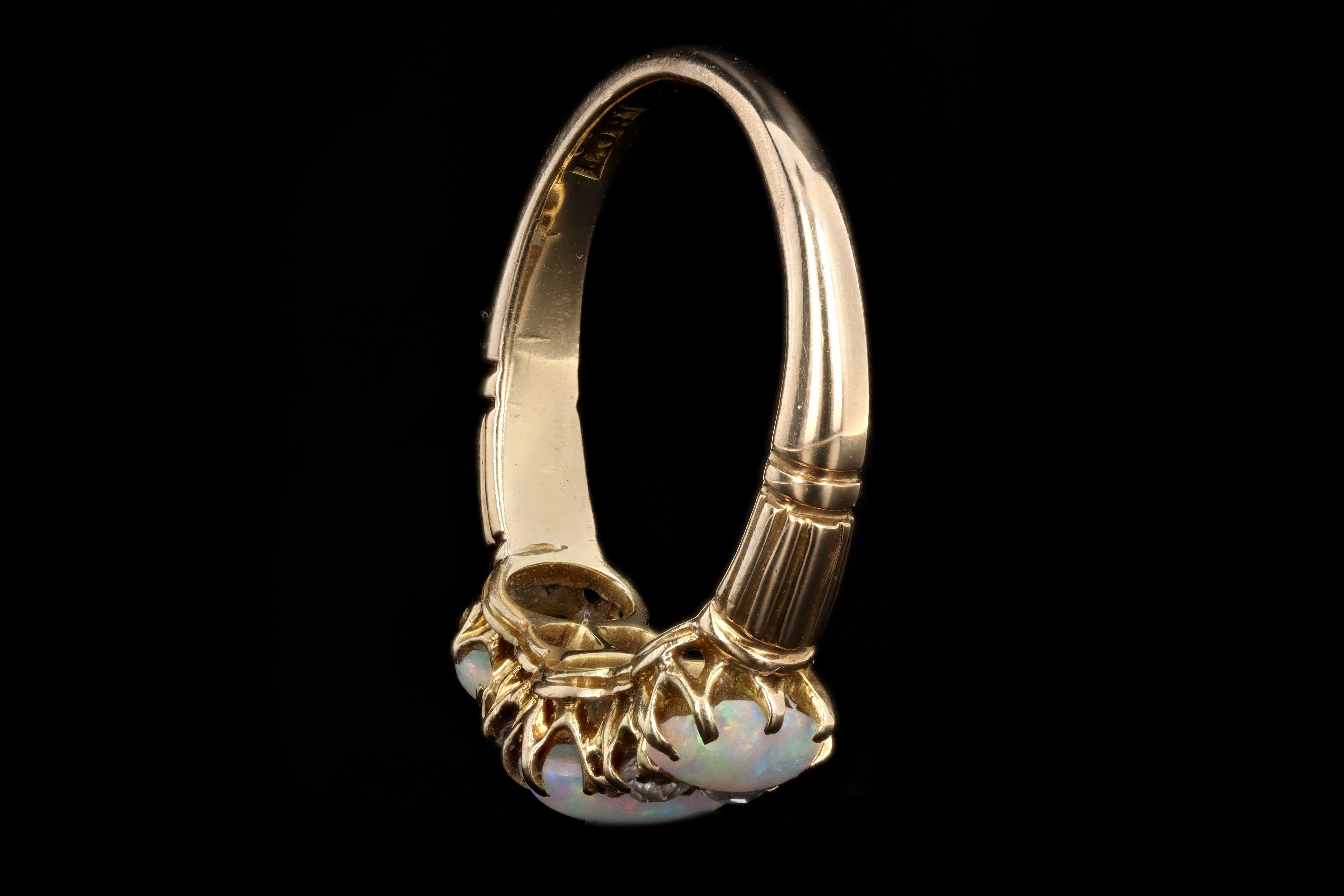 Victorian 18k yellow gold opal and diamond ring - Queen May