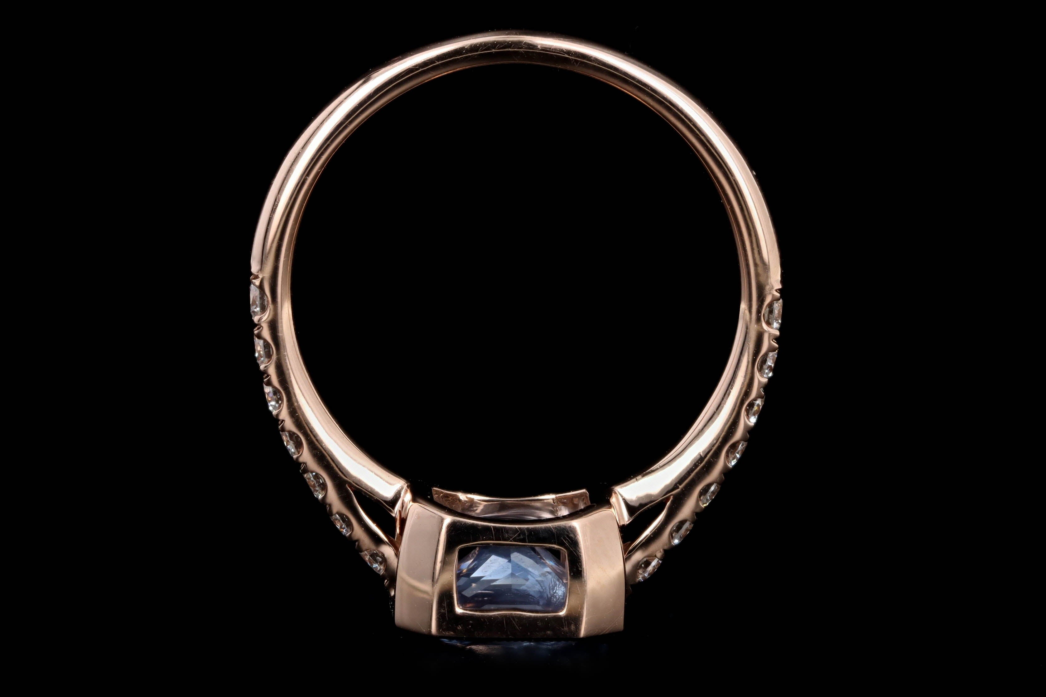 New 18K Rose Gold 2.13 Carat Natural No Heat Ceylon Sapphire & Diamond Ring GIA Certified - Queen May