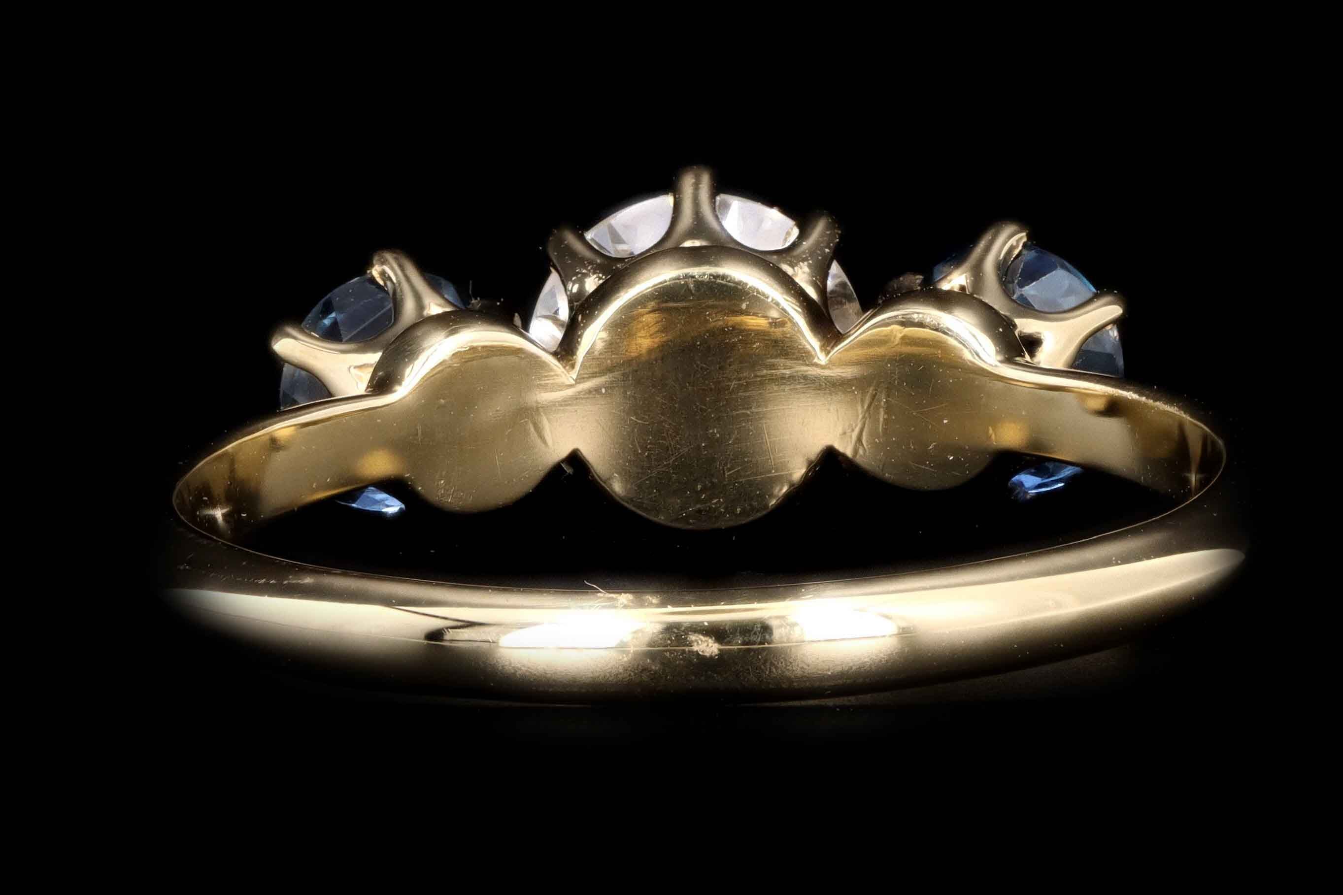 New Vintage Inspired 18K Yellow Gold .65 Carat Old European Cut Diamond & Yogo Gulch Sapphire Ring - Queen May