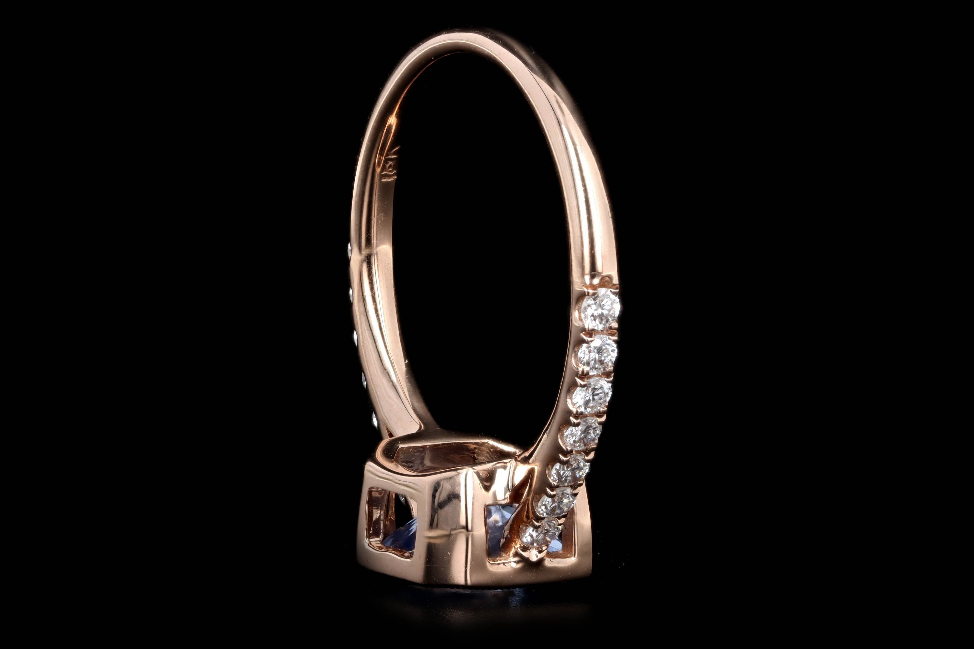 New 18K Rose Gold 2.13 Carat Natural No Heat Ceylon Sapphire & Diamond Ring GIA Certified - Queen May