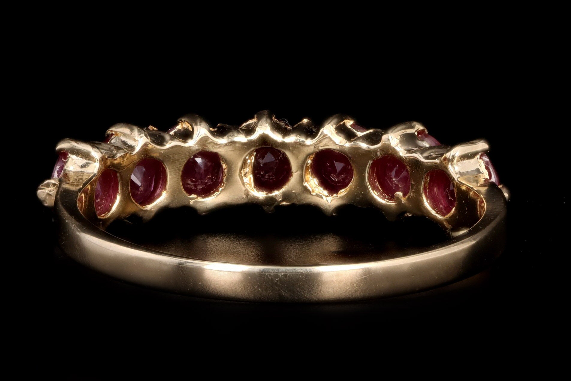Vintage 14K Yellow Gold Natural Ruby Band - Queen May