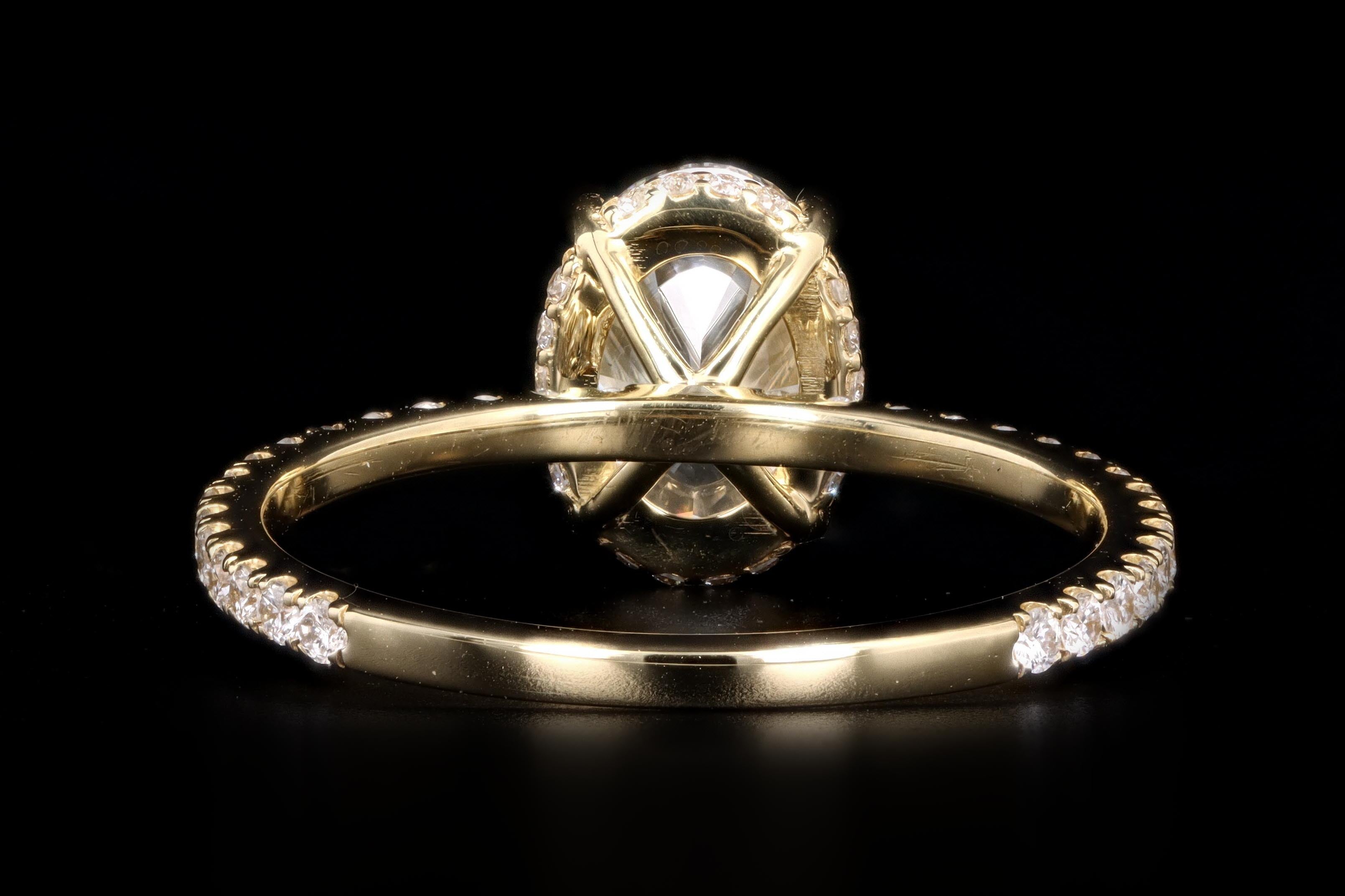 New 18K Yellow Gold 1.50 Carat Oval Cut Diamond Ring GIA Certified - Queen May