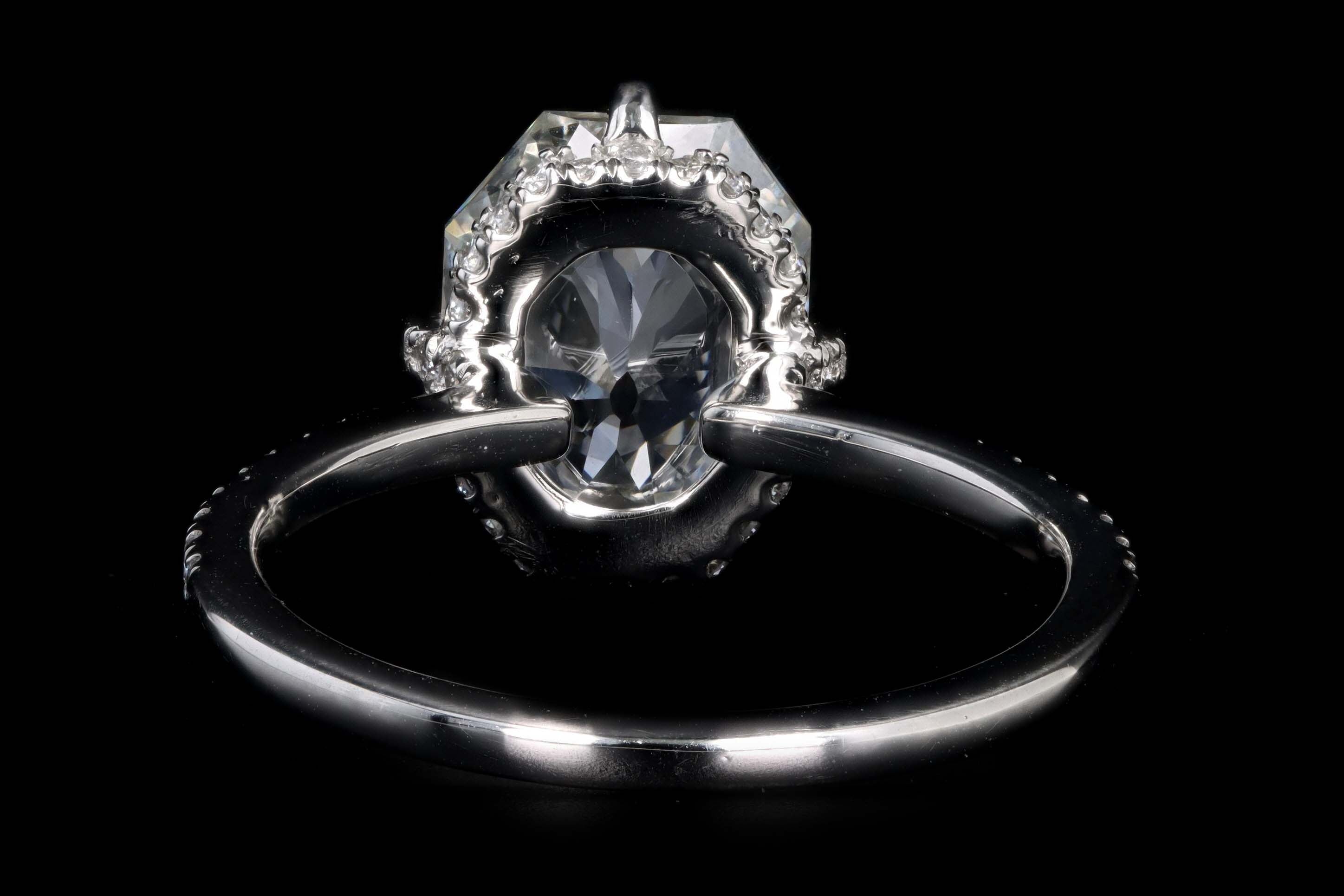New Platinum 3.30 Carat Antique Radiant Cut Diamond Engagement Ring GIA Certified - Queen May