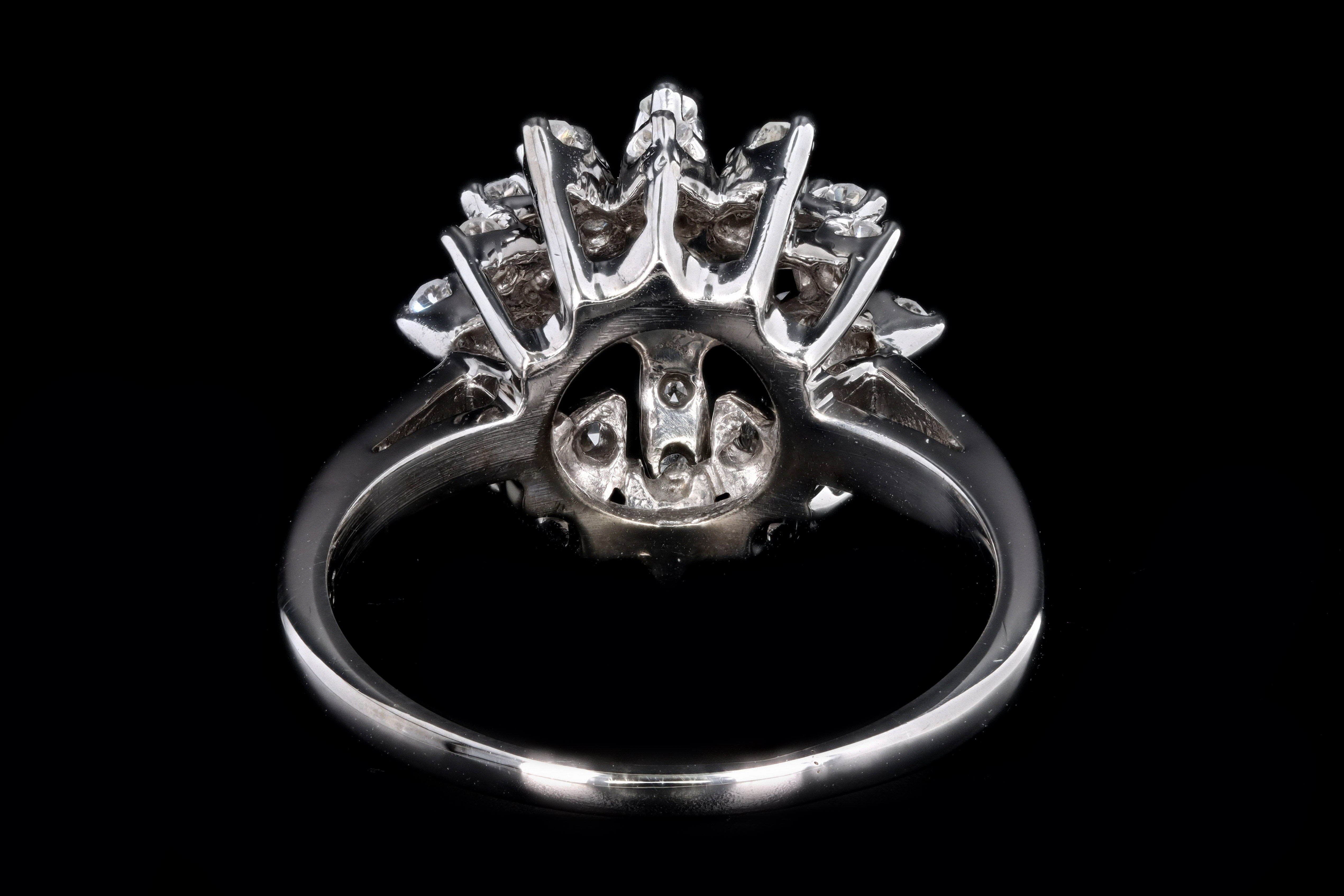Vintage 14K White Gold .58 CTW Round Brilliant Diamond Cluster Ring - Queen May