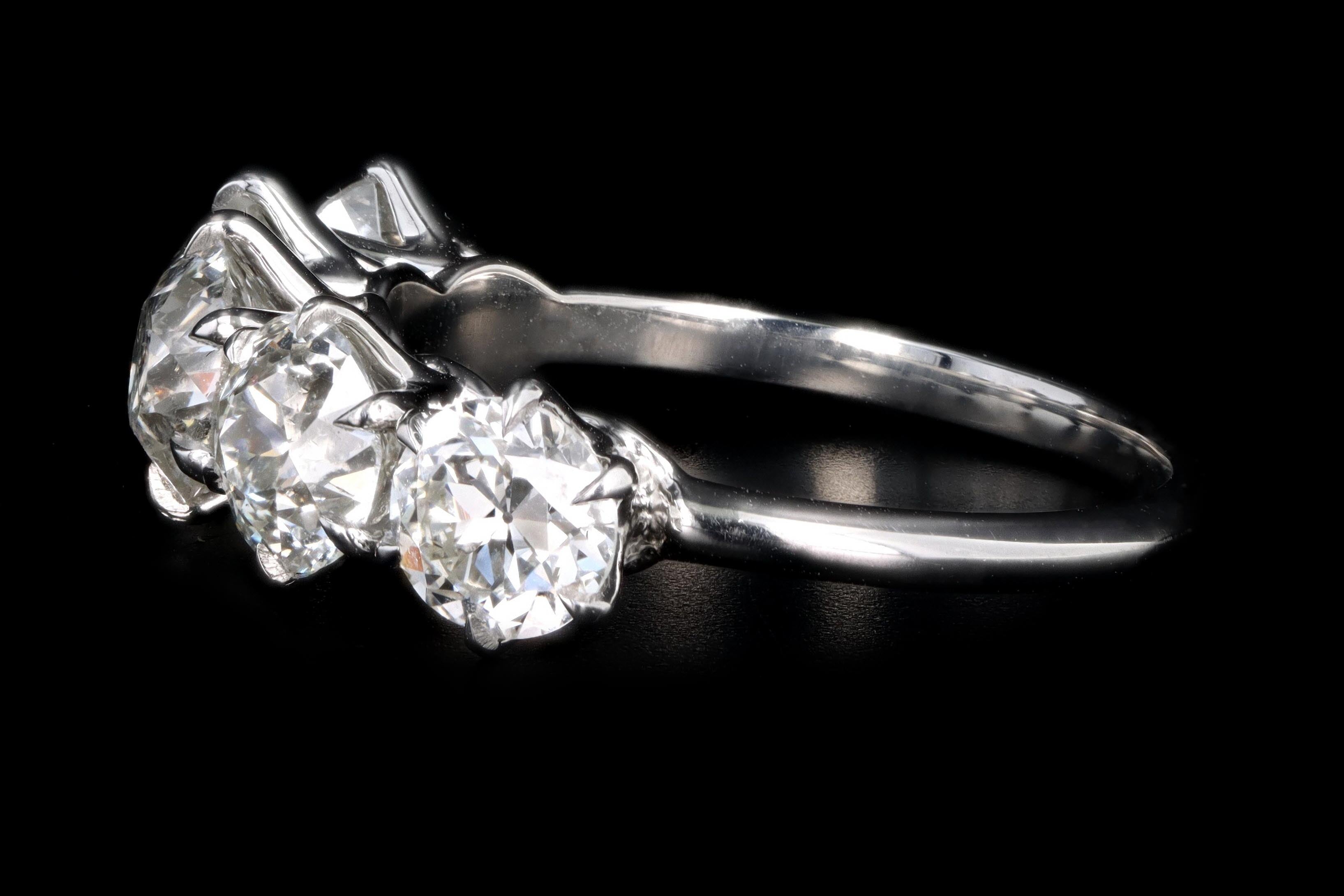 New Vintage Inspired Platinum 3.16 Carat Total Weight Old European Cut Diamond Five Stone Band - Queen May