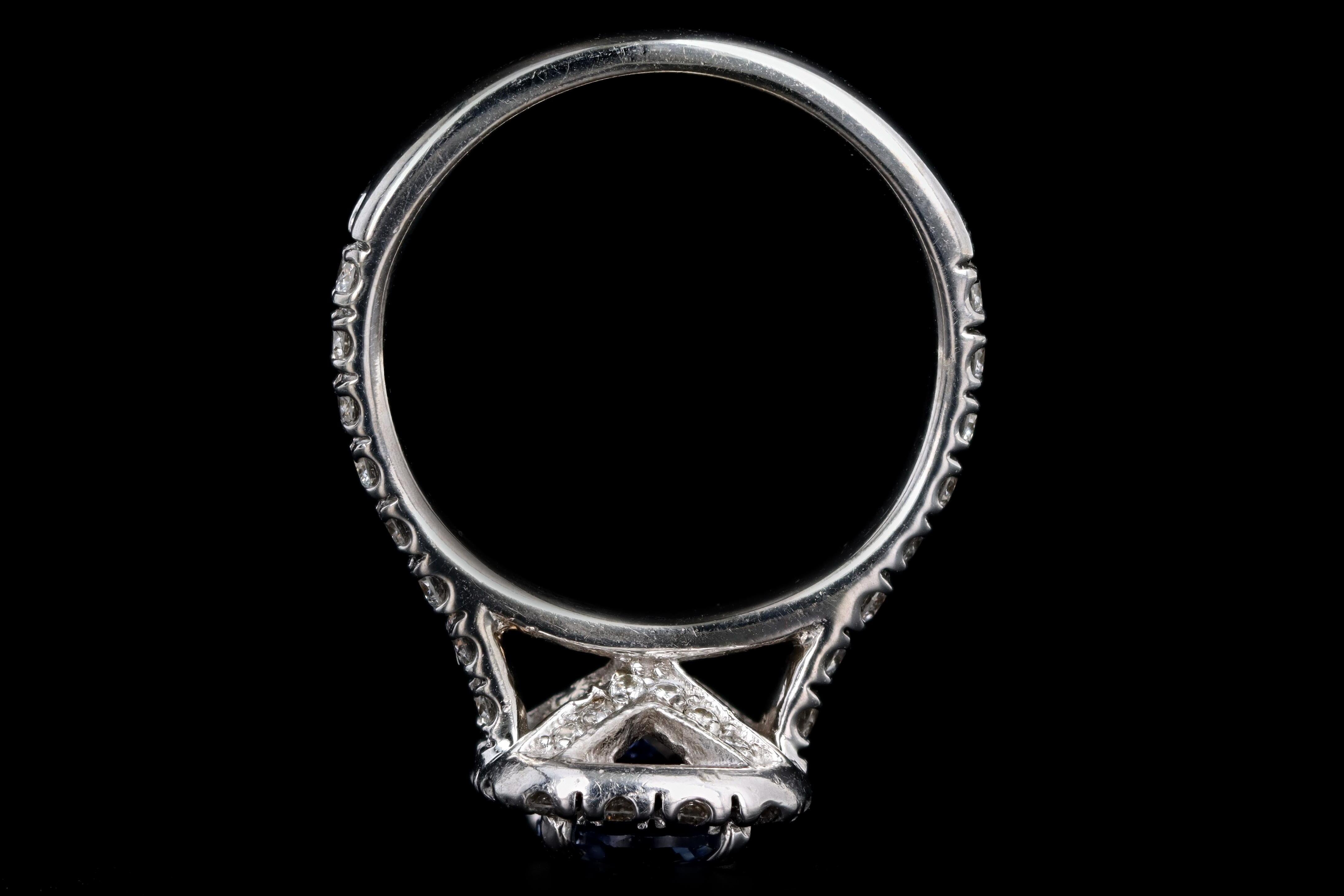 Modern 14K White Gold .89 Carat Natural Sapphire and Diamond Ring - Queen May