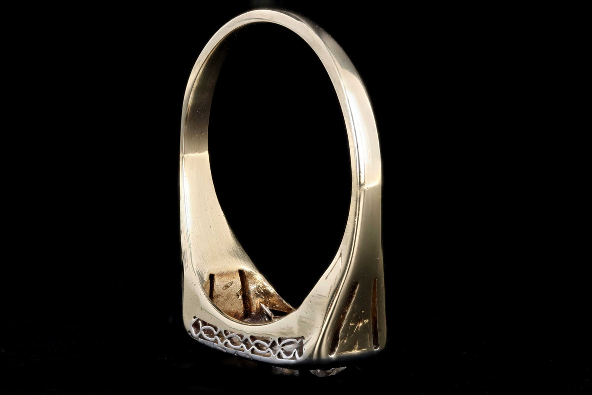 Art Deco 14K Gold Old Mine Cut Diamond Three Stone Ring - Queen May