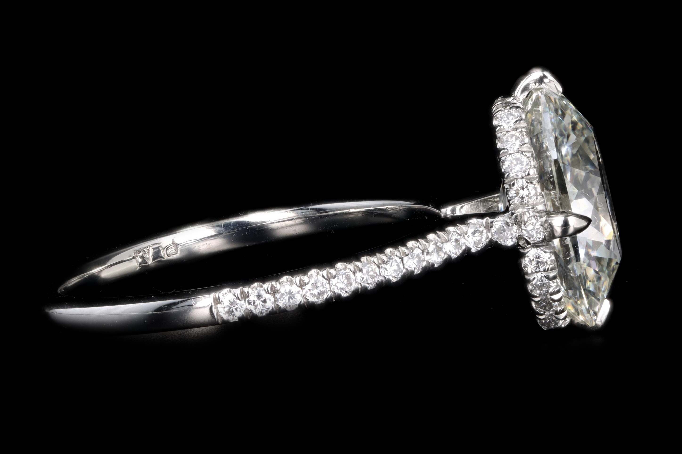 New Platinum 3.30 Carat Antique Radiant Cut Diamond Engagement Ring GIA Certified - Queen May