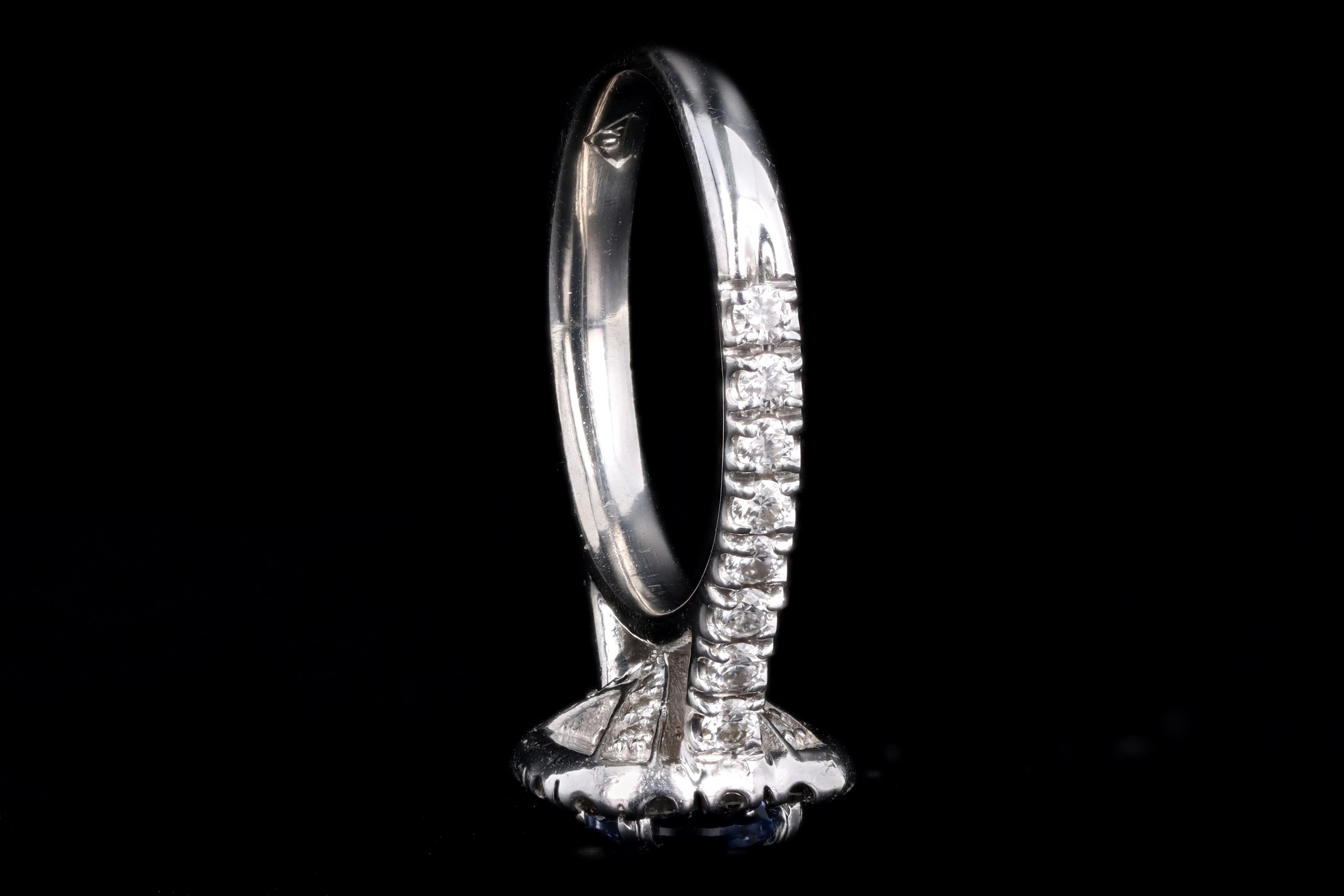 Modern 14K White Gold .89 Carat Natural Sapphire and Diamond Ring - Queen May