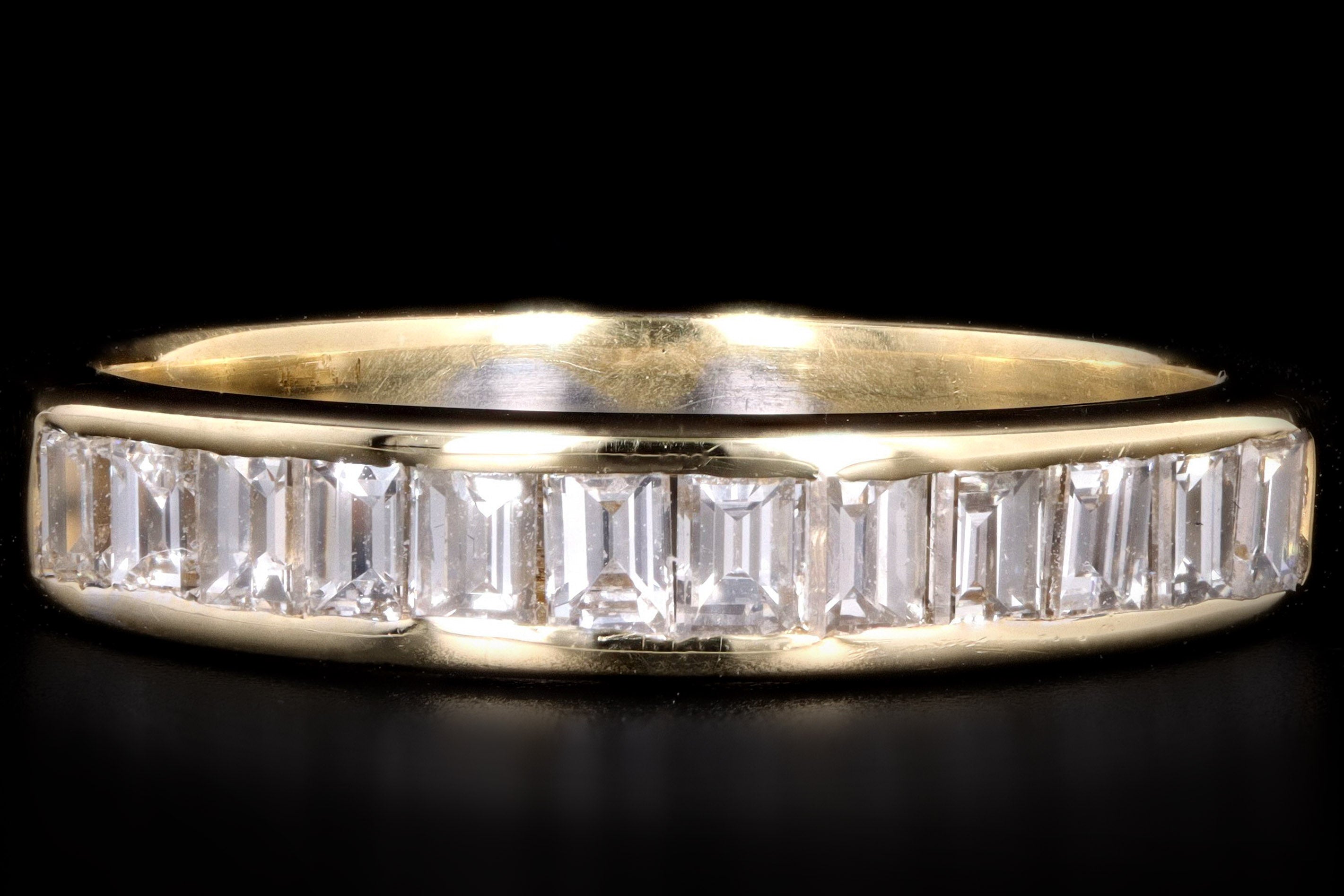 18K Yellow Gold 1 Carat Baguette Cut Diamond Channel Set Wedding Band - Queen May