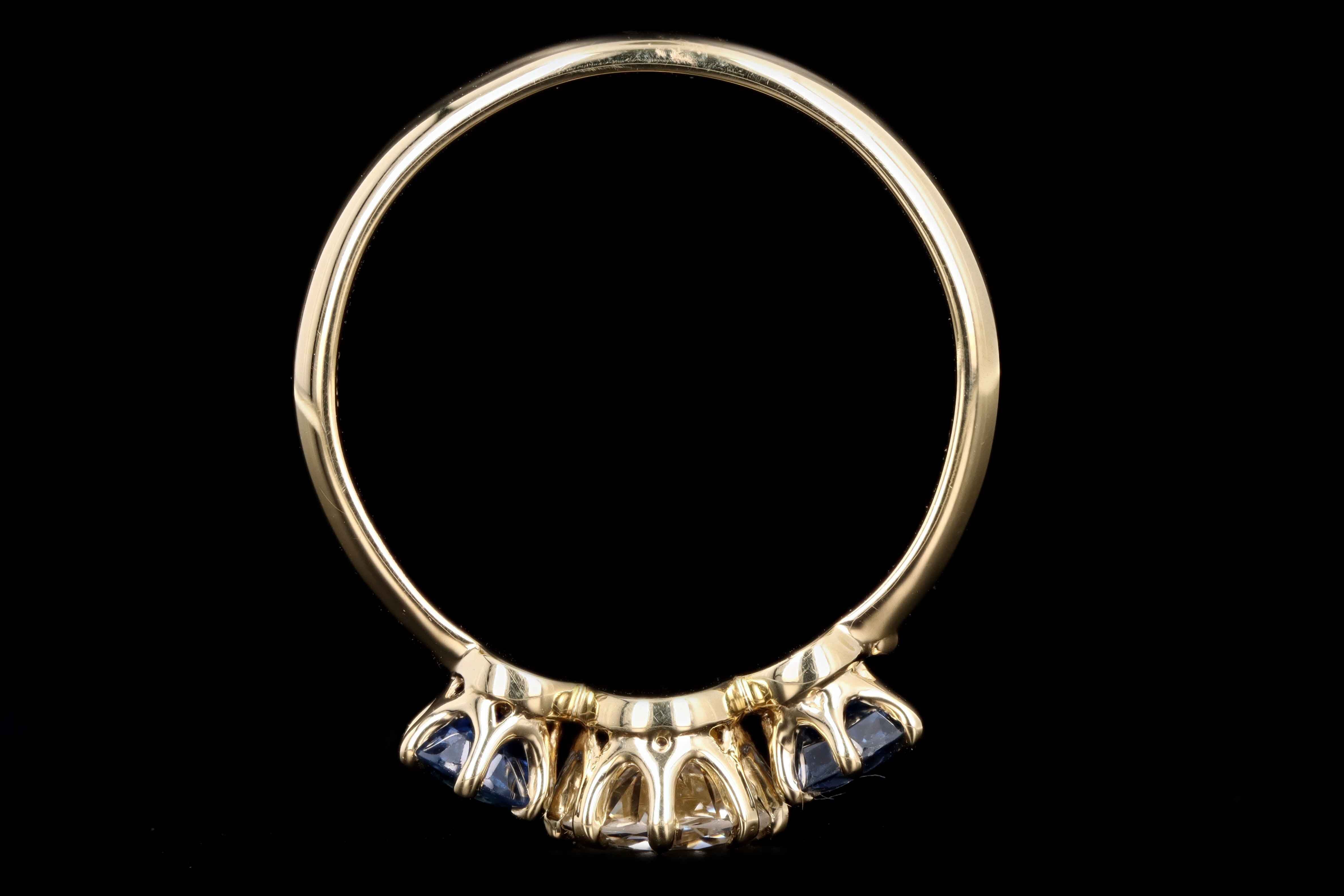 New Vintage Inspired 18K Yellow Gold .65 Carat Old European Cut Diamond & Yogo Gulch Sapphire Ring - Queen May