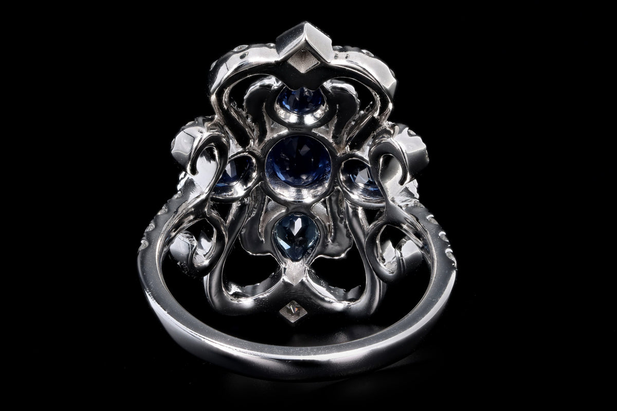 New 14K White Gold .51 Carat Natural Sapphire & Diamond Ring - Queen May