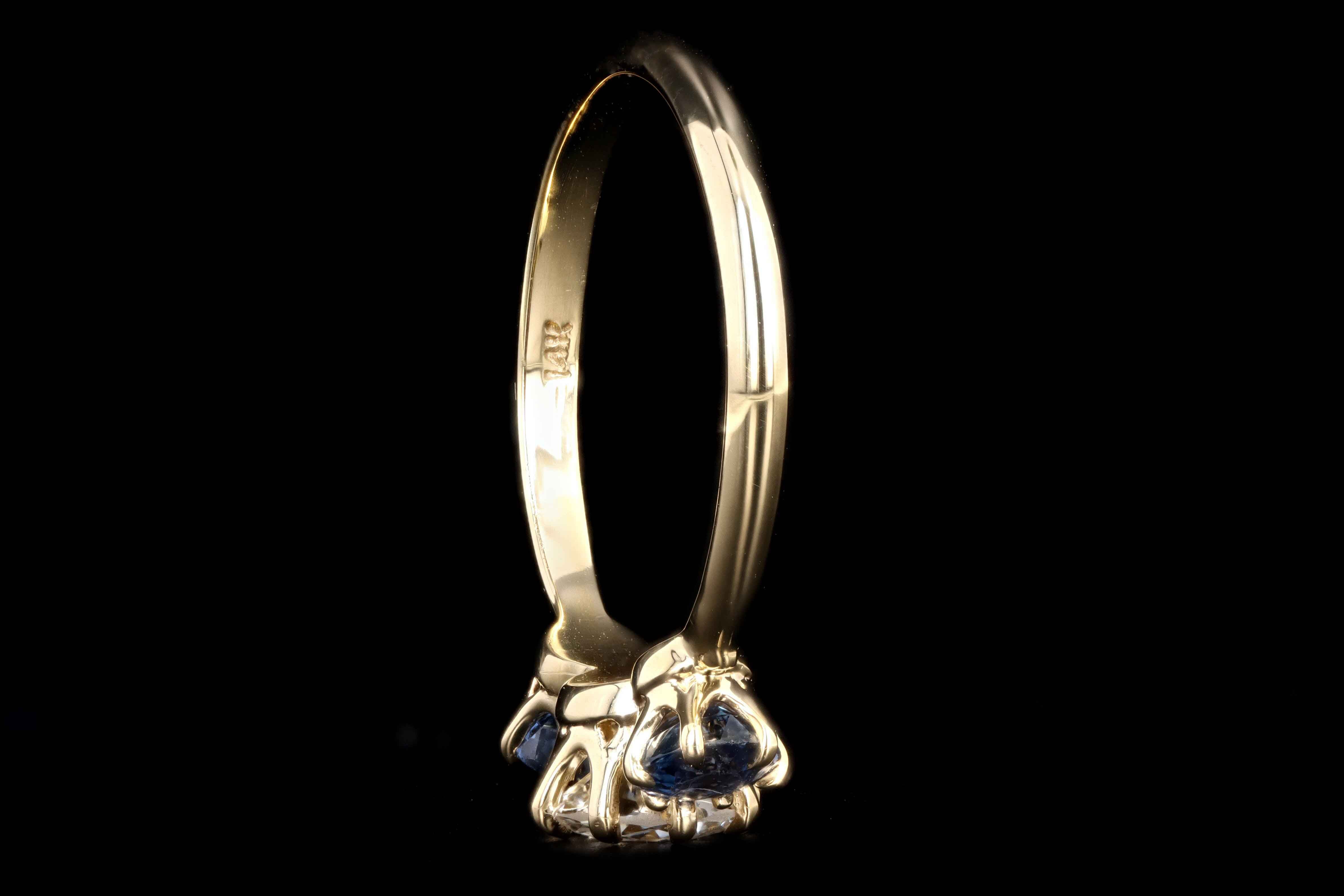 New Vintage Inspired 18K Yellow Gold .65 Carat Old European Cut Diamond & Yogo Gulch Sapphire Ring - Queen May