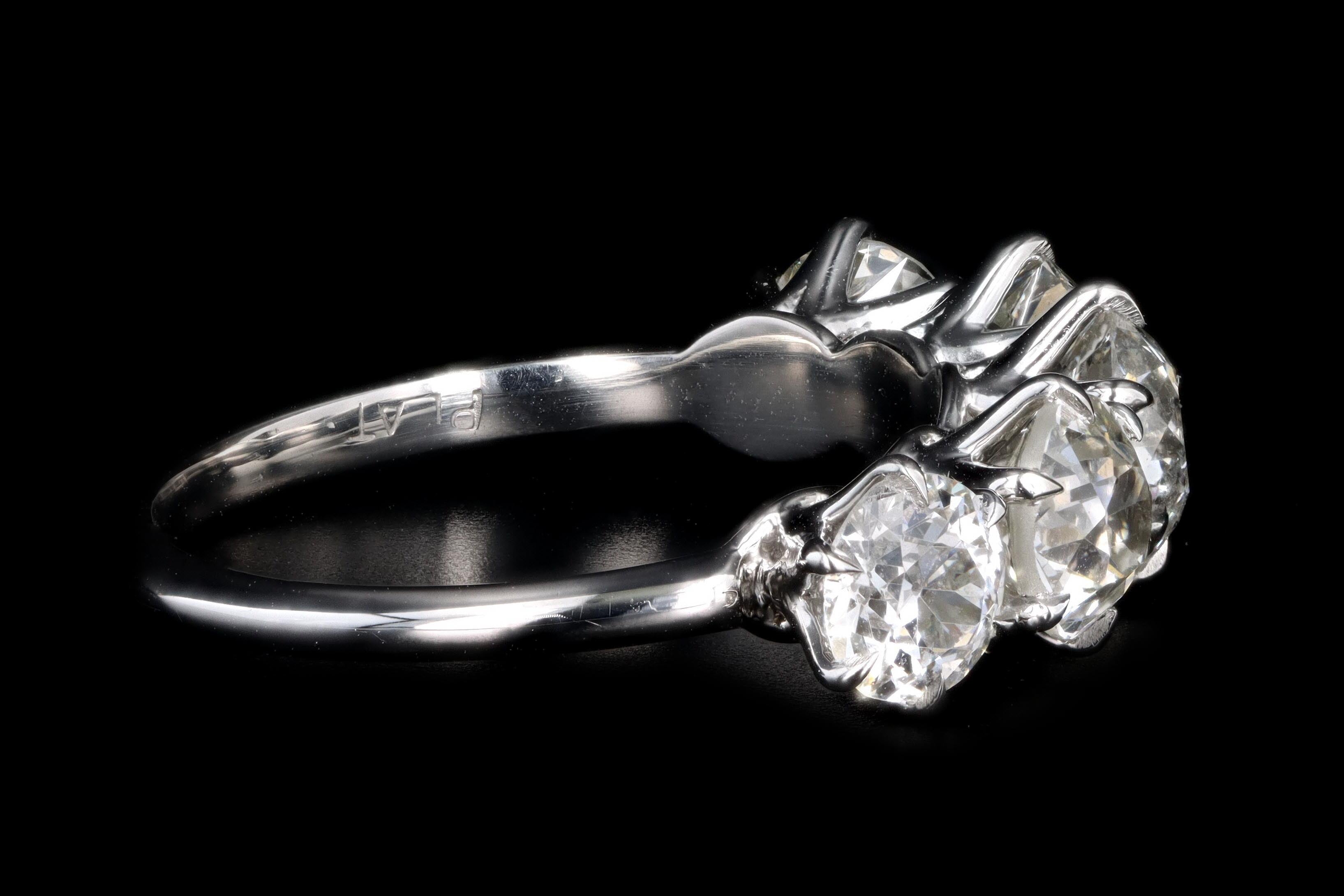 New Vintage Inspired Platinum 3.16 Carat Total Weight Old European Cut Diamond Five Stone Band - Queen May