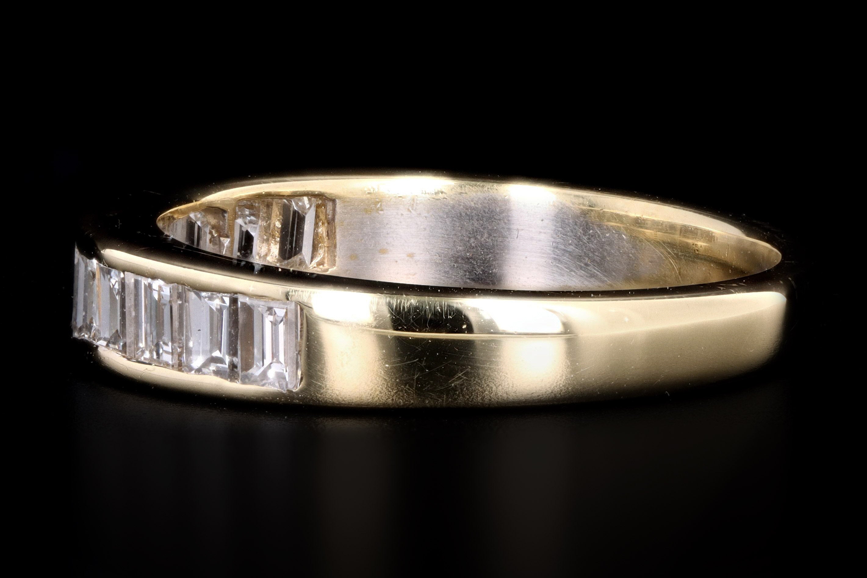 18K Yellow Gold 1 Carat Baguette Cut Diamond Channel Set Wedding Band - Queen May