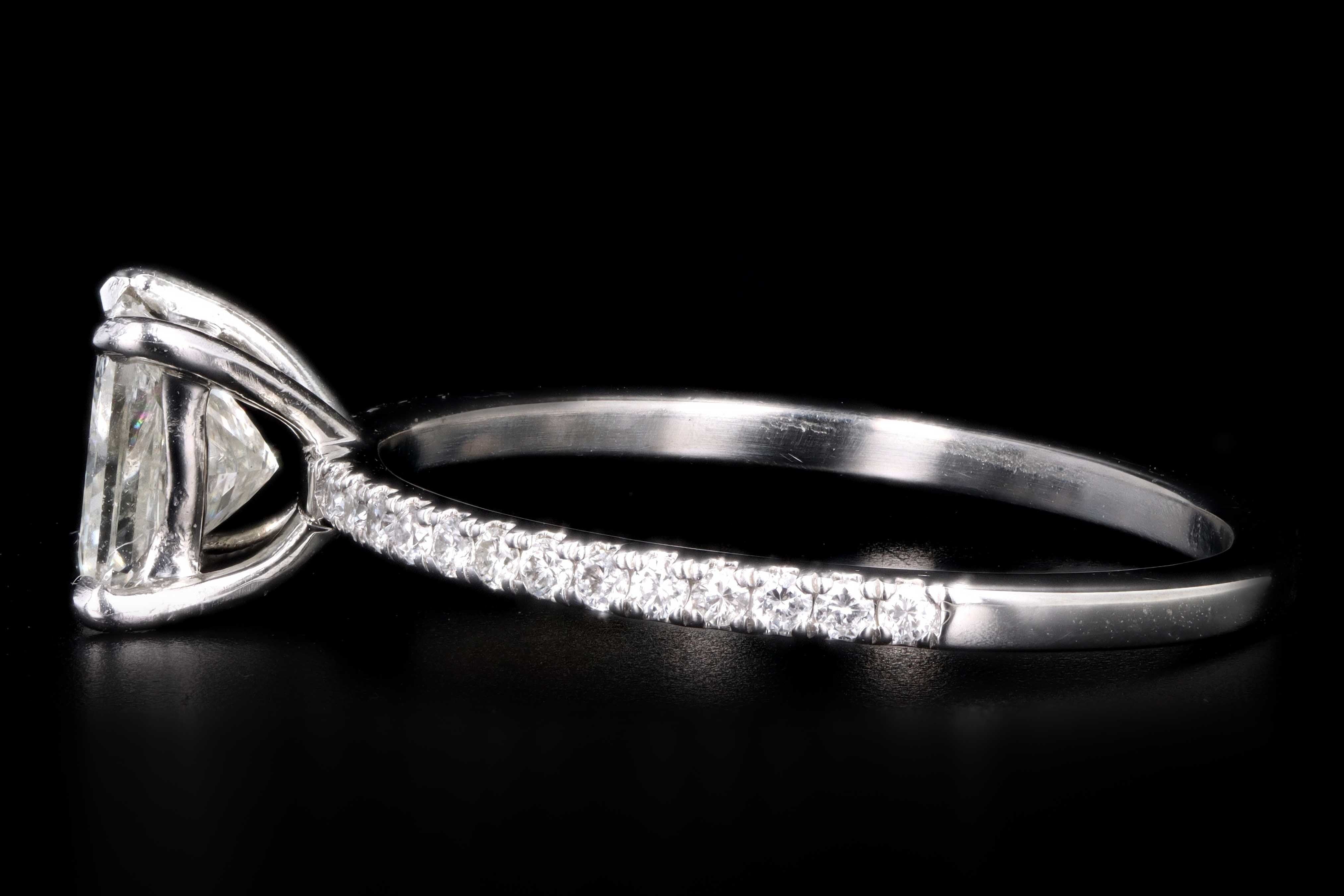 Modern Platinum 1 Carat Princess Cut Diamond Engagement Ring - Queen May