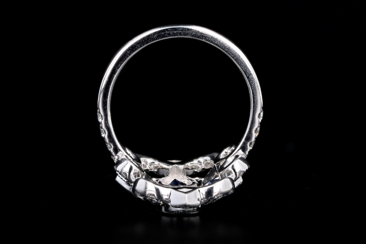 New 14K White Gold .51 Carat Natural Sapphire & Diamond Ring - Queen May