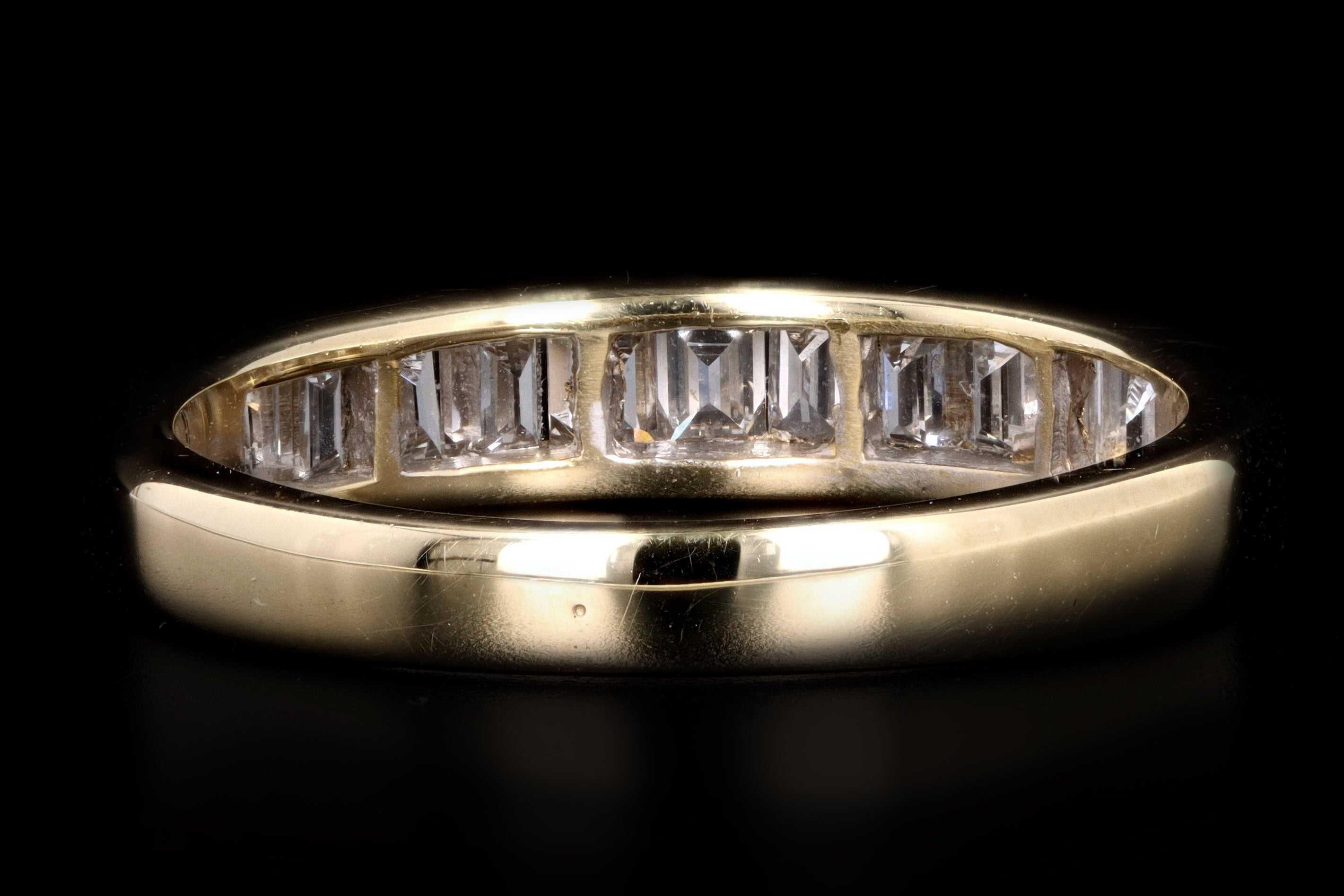 18K Yellow Gold 1 Carat Baguette Cut Diamond Channel Set Wedding Band - Queen May