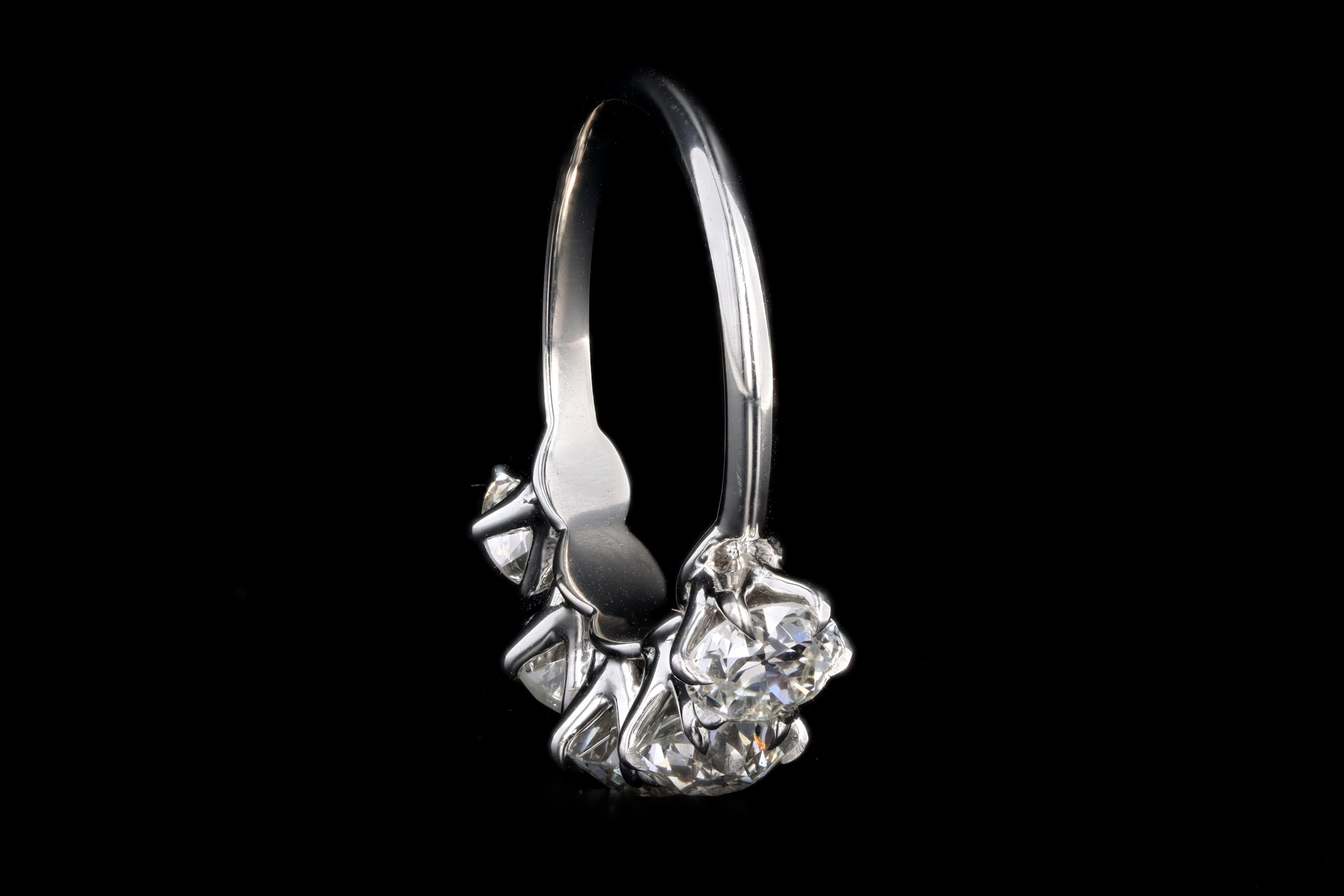 New Vintage Inspired Platinum 3.16 Carat Total Weight Old European Cut Diamond Five Stone Band - Queen May