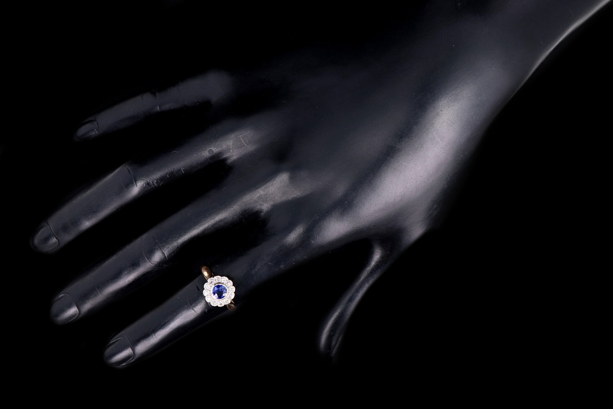 Art Deco 18K Yellow Gold & Platinum .40 Carat Sapphire & Diamond Ring - Queen May