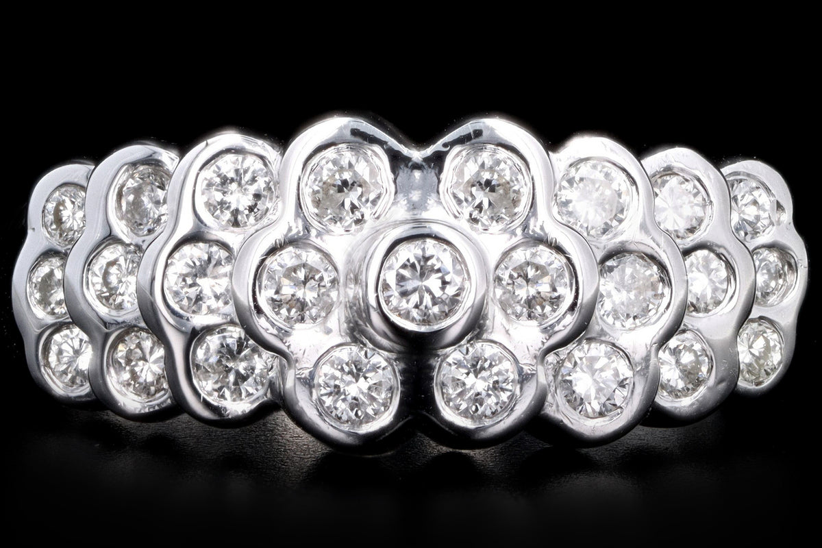 Modern 14K White Gold .50 Carat Round Brilliant Diamond Cluster Band - Queen May
