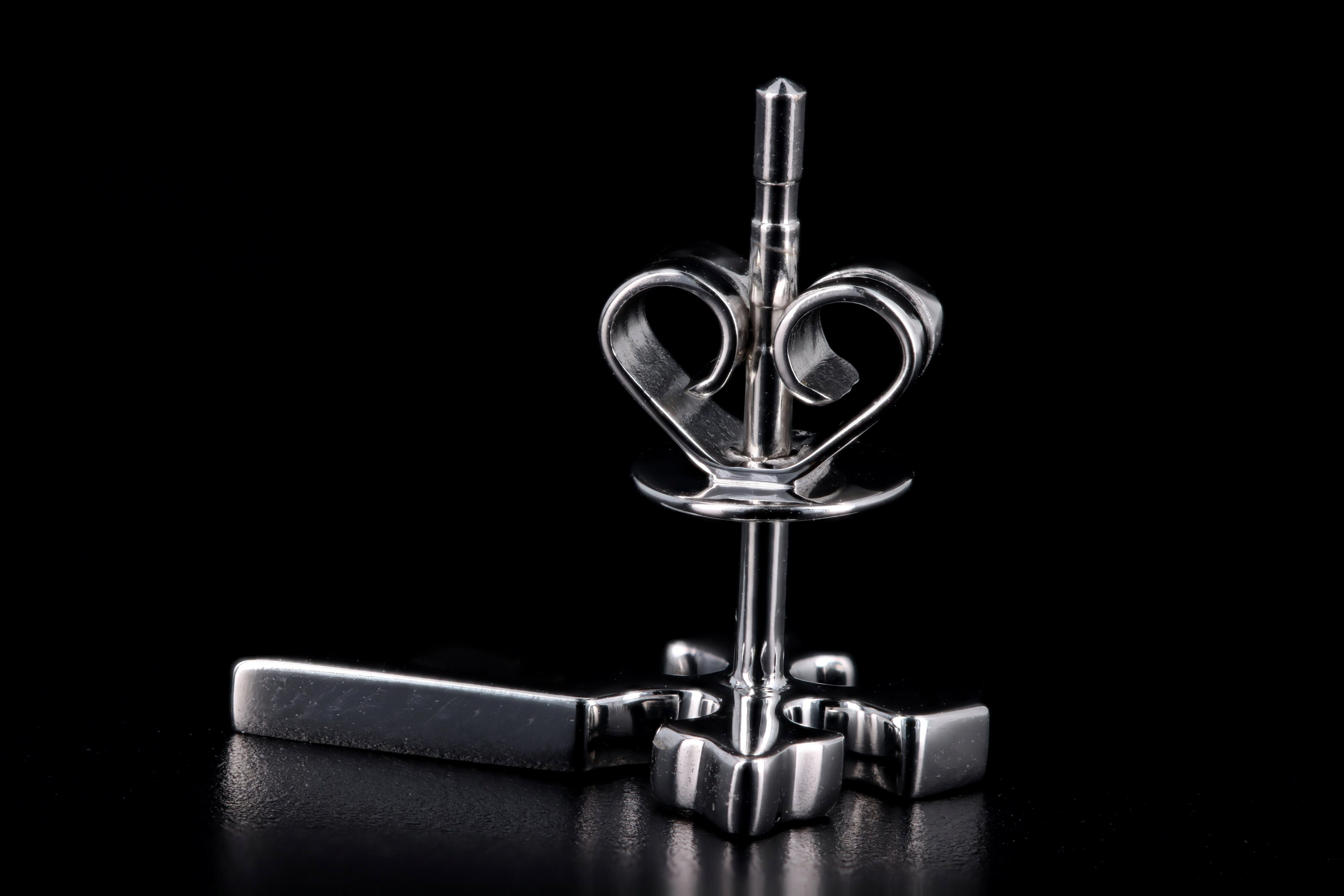 14K White Gold .13 Carat Total Weight Diamond Cross Stud Earrings - Queen May