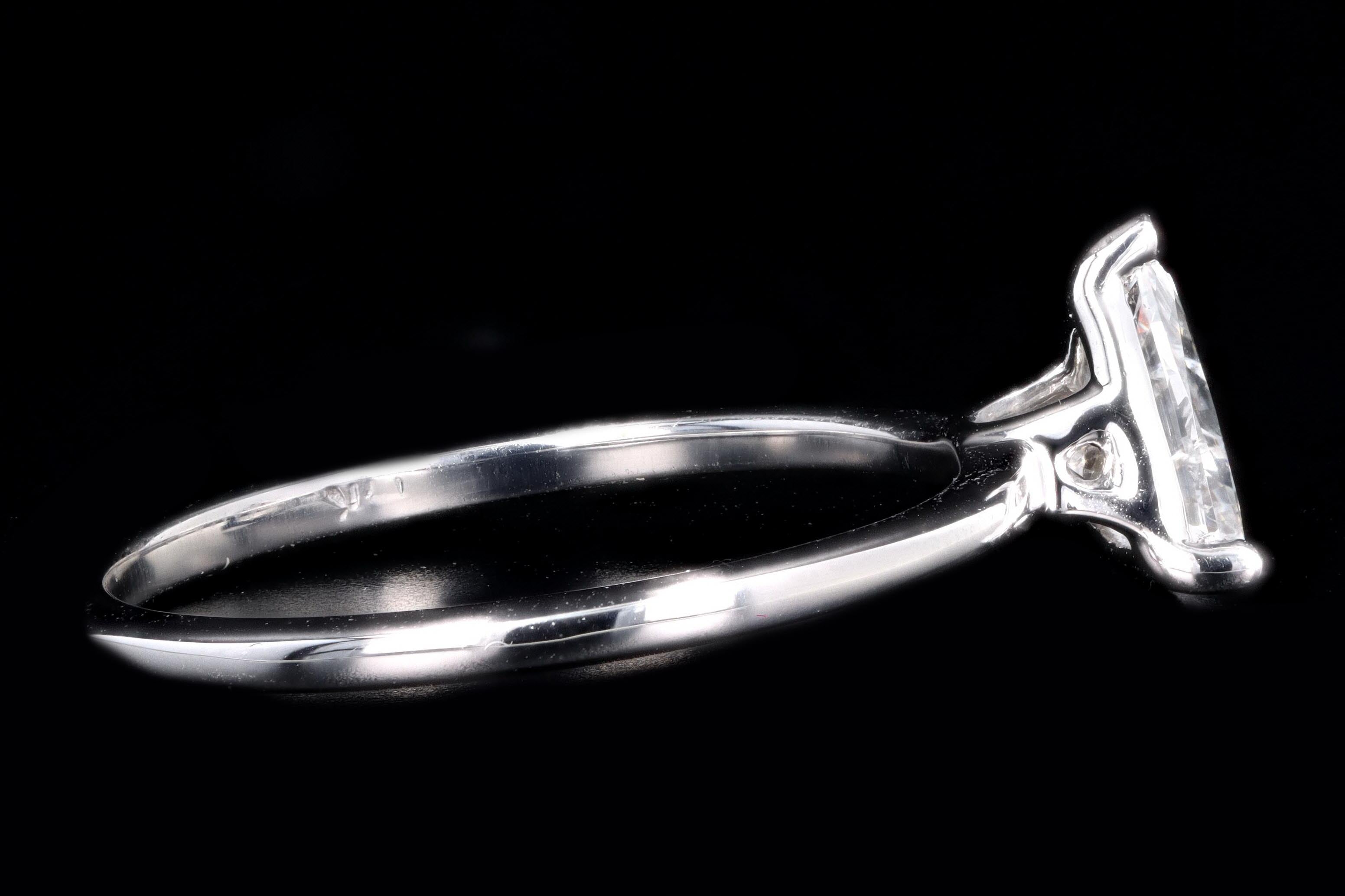 New 14K White Gold .58 Carat Trillion Cut Diamond Engagement Ring GIA Certified - Queen May