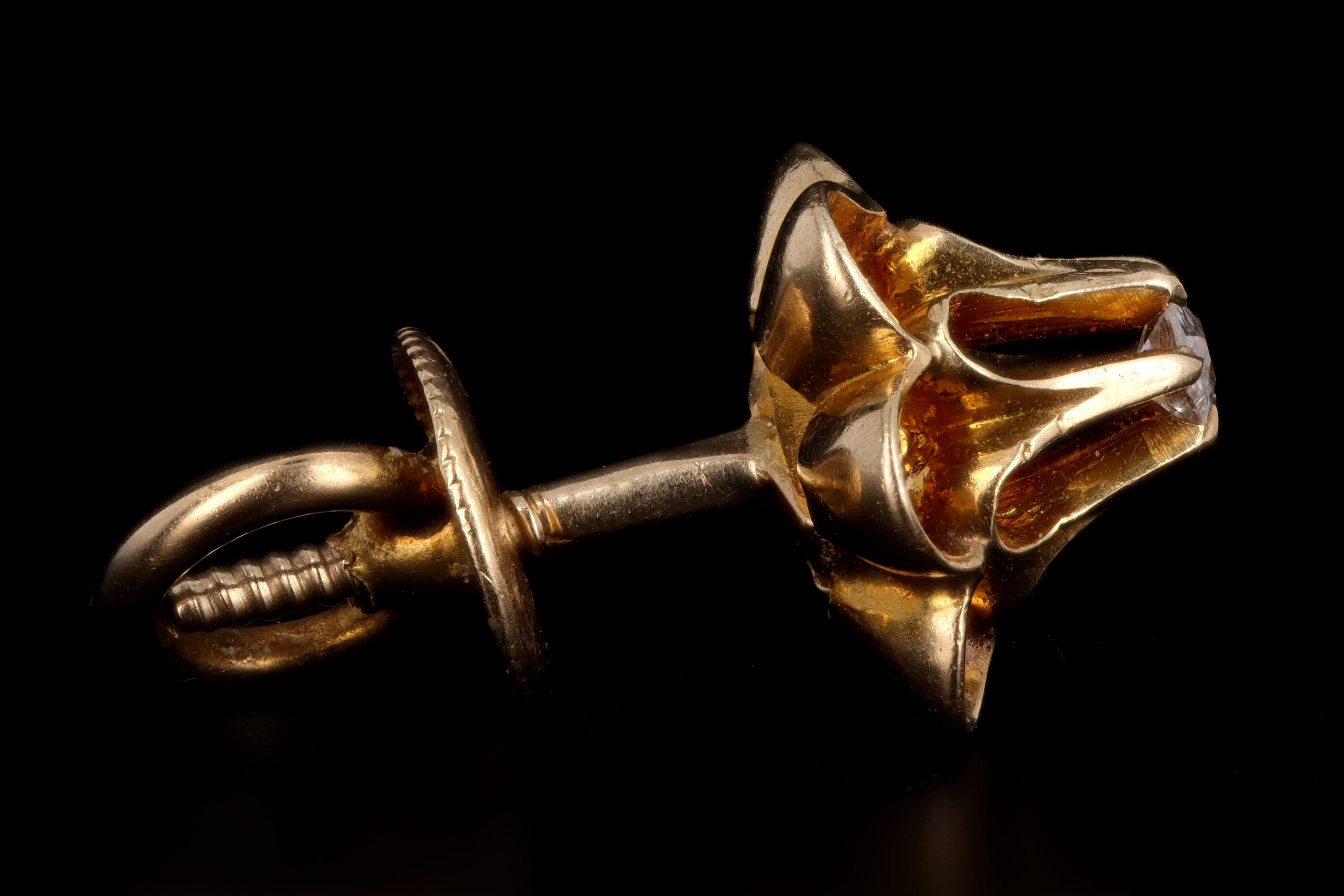 Victorian 14K Yellow Gold .08 Carat Diamond Buttercup Earrings - Queen May