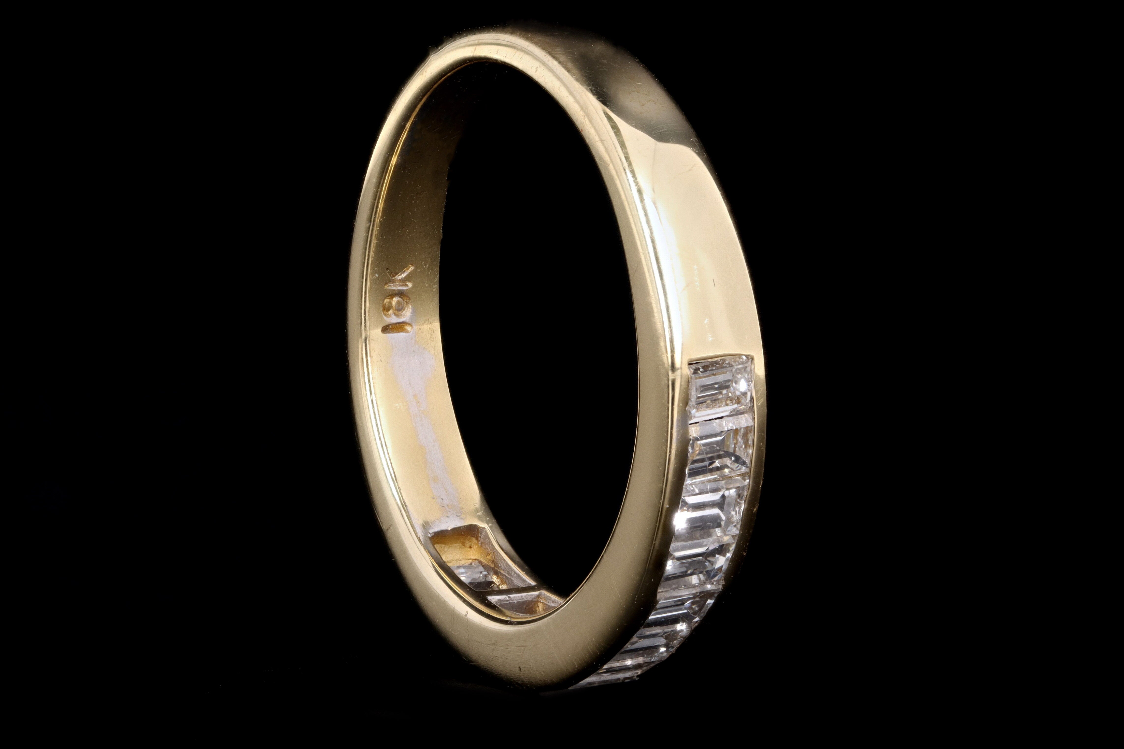 18K Yellow Gold 1 Carat Baguette Cut Diamond Channel Set Wedding Band - Queen May