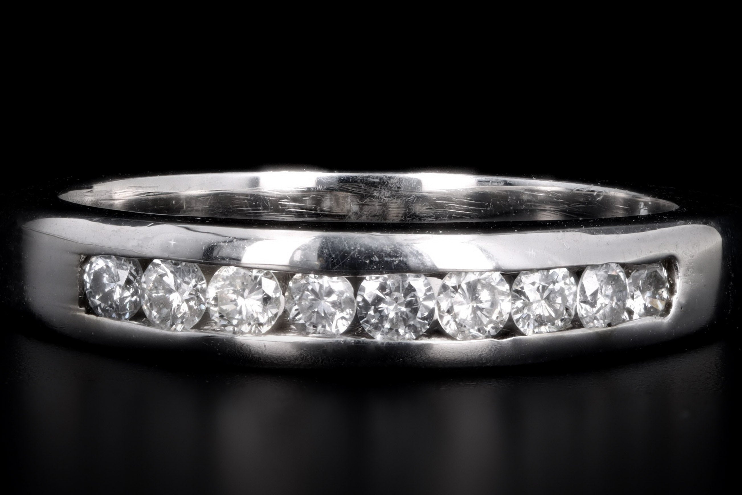 Modern 14K White Gold .30 Carat Total Weight Diamond Channel Wedding Band - Queen May