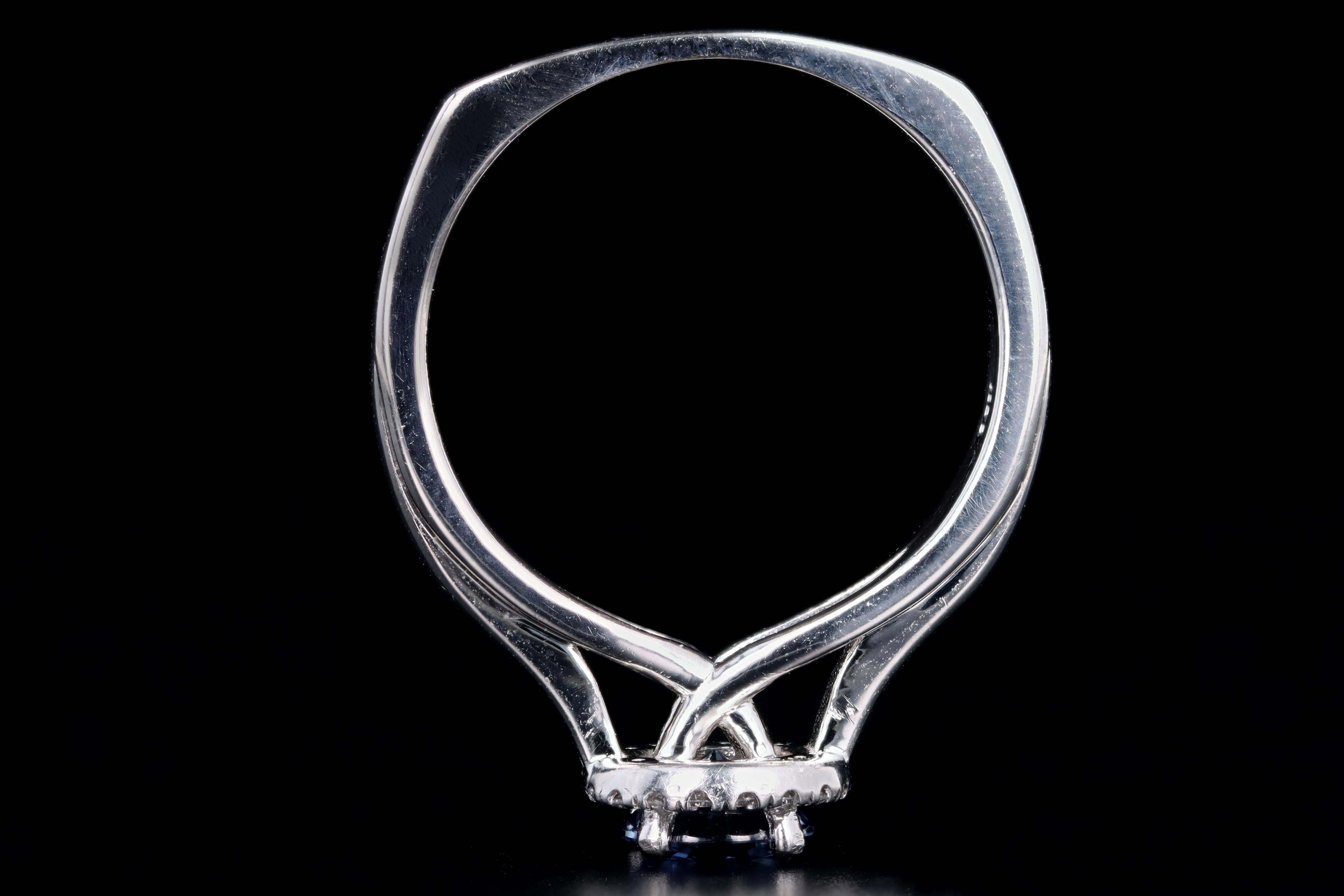 Modern 14K White Gold .86 Carat Natural Sapphire and Diamond Ring - Queen May