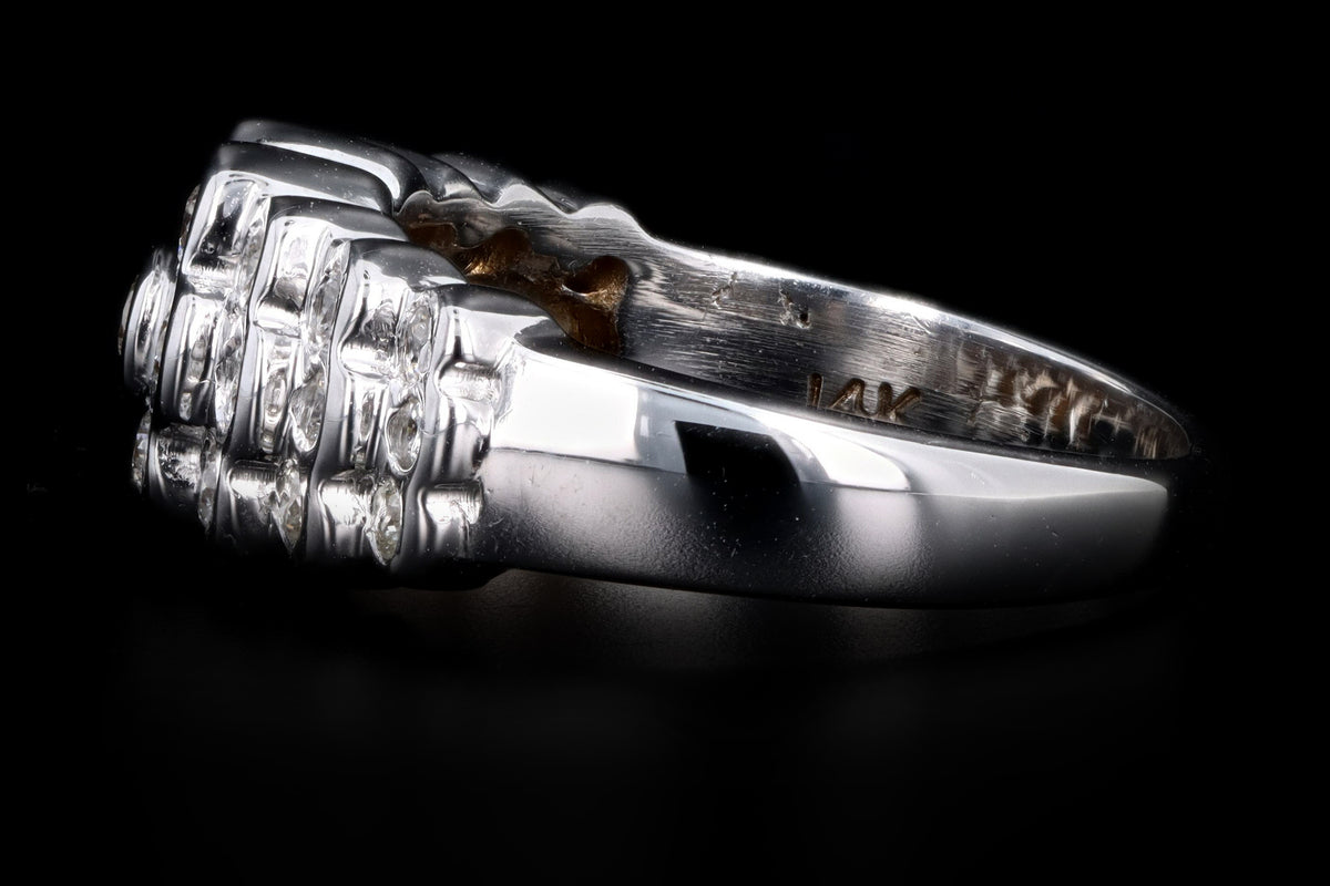 Modern 14K White Gold .50 Carat Round Brilliant Diamond Cluster Band - Queen May