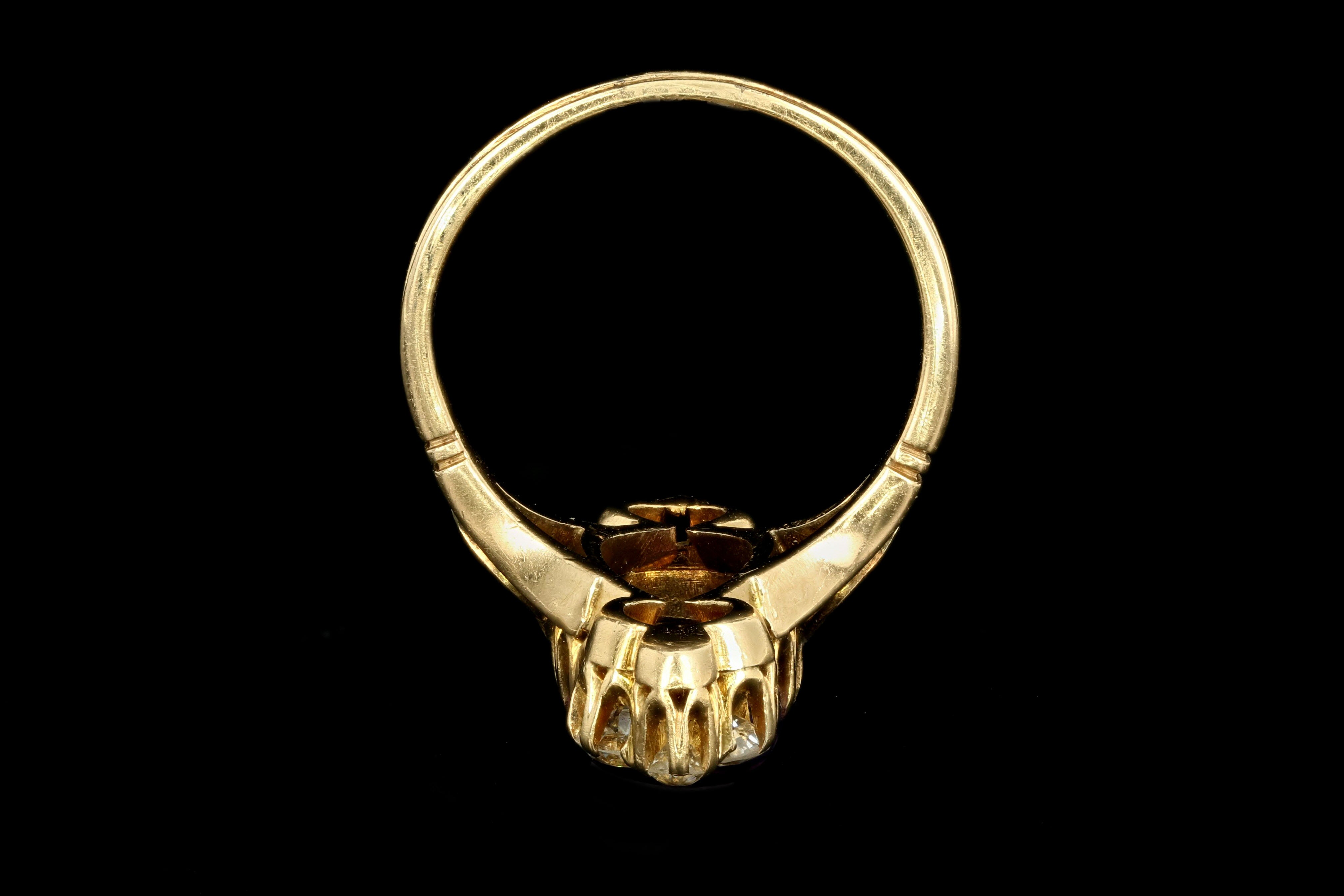 Victorian 14K Yellow Gold 2.77 Carat Cabochon Amethyst & Diamond Ring - Queen May