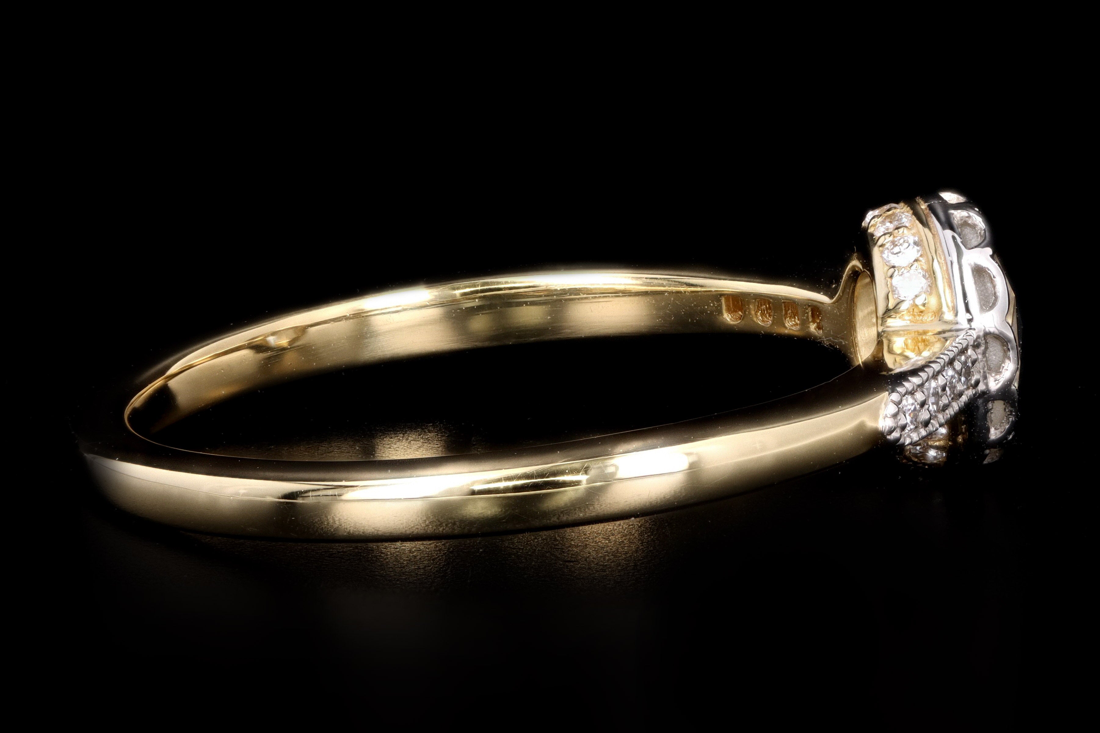 New Vintage Inspired 18K Yellow Gold & Platinum .45 Carat Rose Cut Diamond Engagement Ring - Queen May