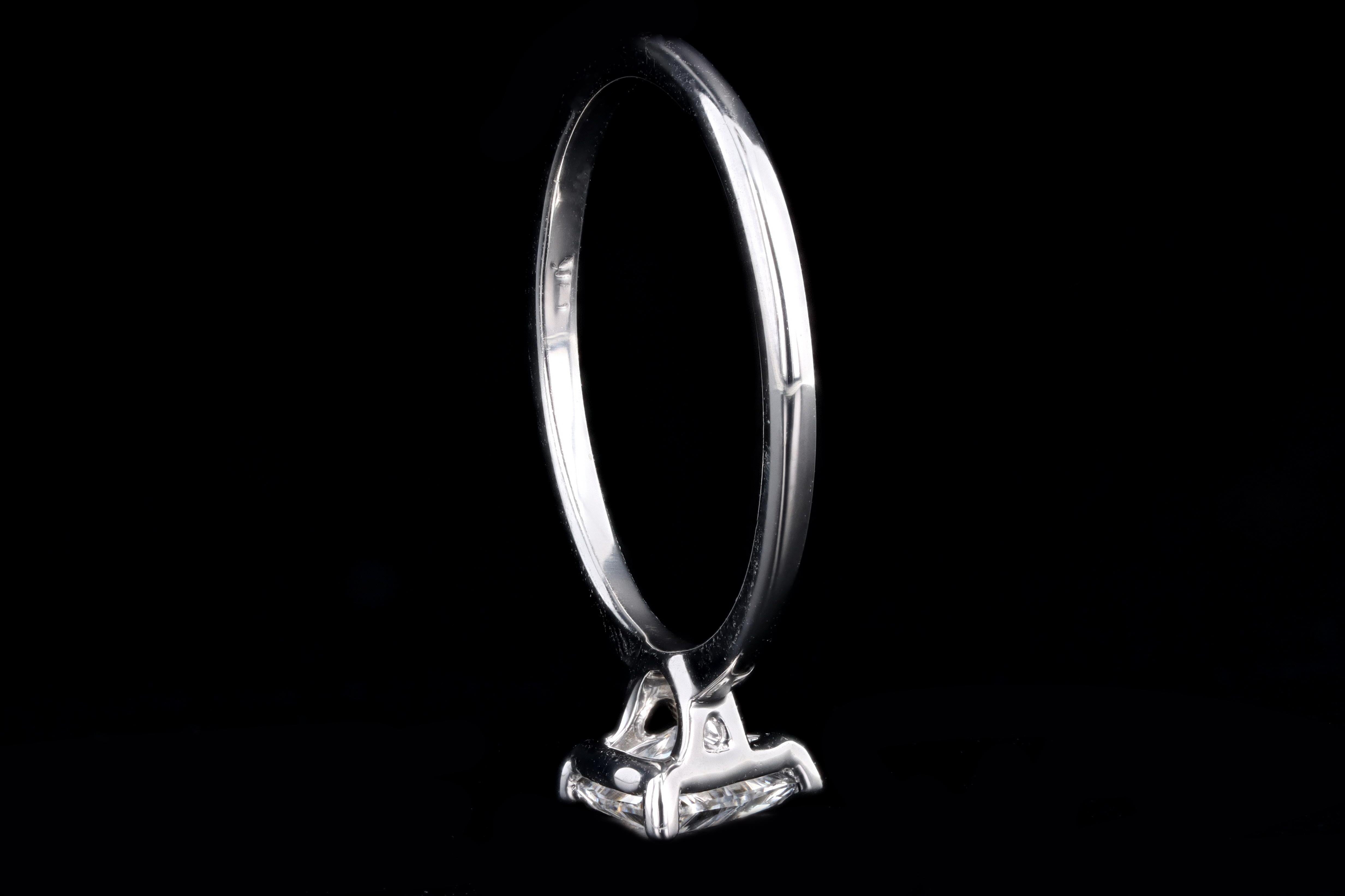 New 14K White Gold .58 Carat Trillion Cut Diamond Engagement Ring GIA Certified - Queen May
