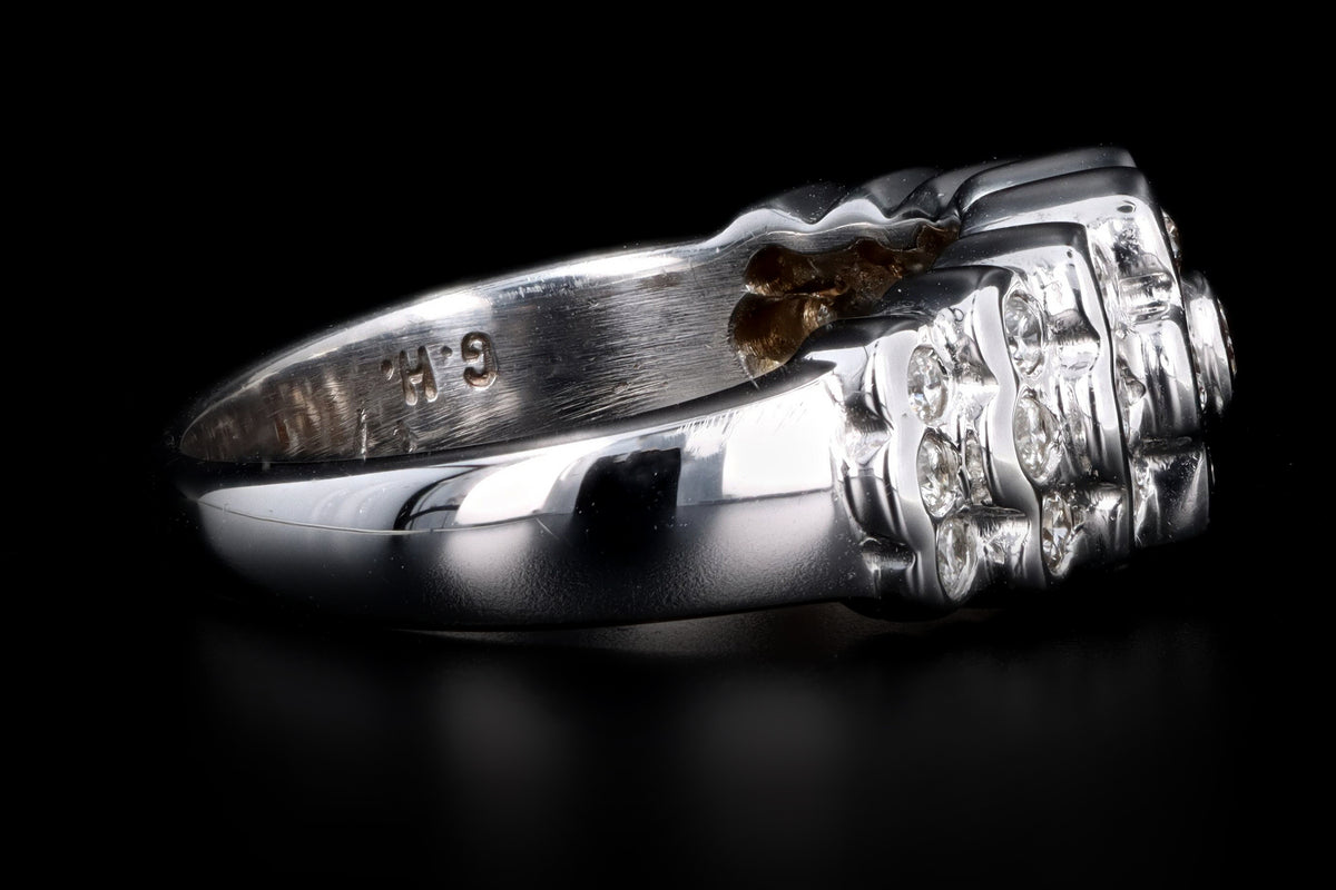Modern 14K White Gold .50 Carat Round Brilliant Diamond Cluster Band - Queen May