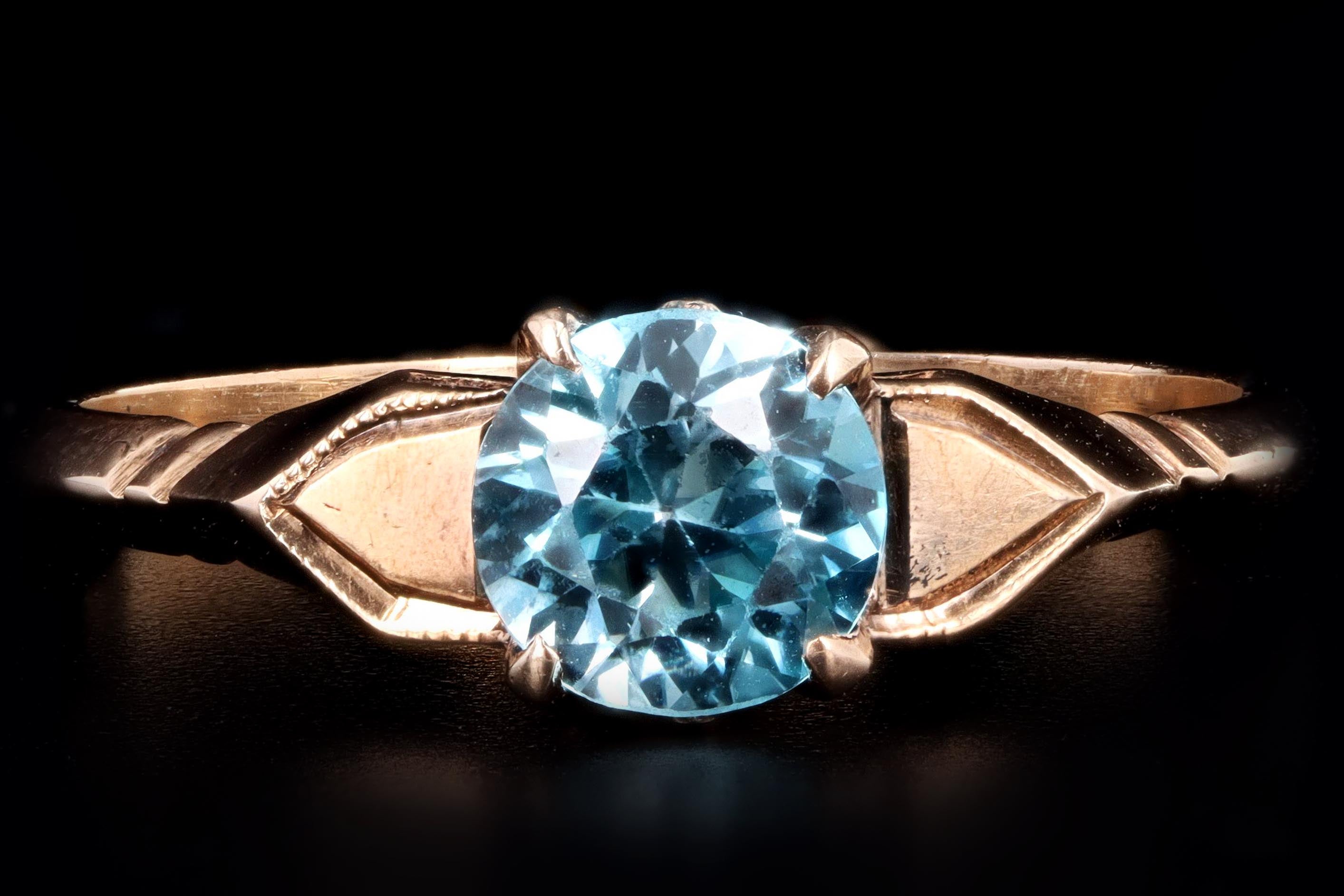 Victorian 10K Yellow Gold .95 Carat Old European Cut Zircon Ring - Queen May